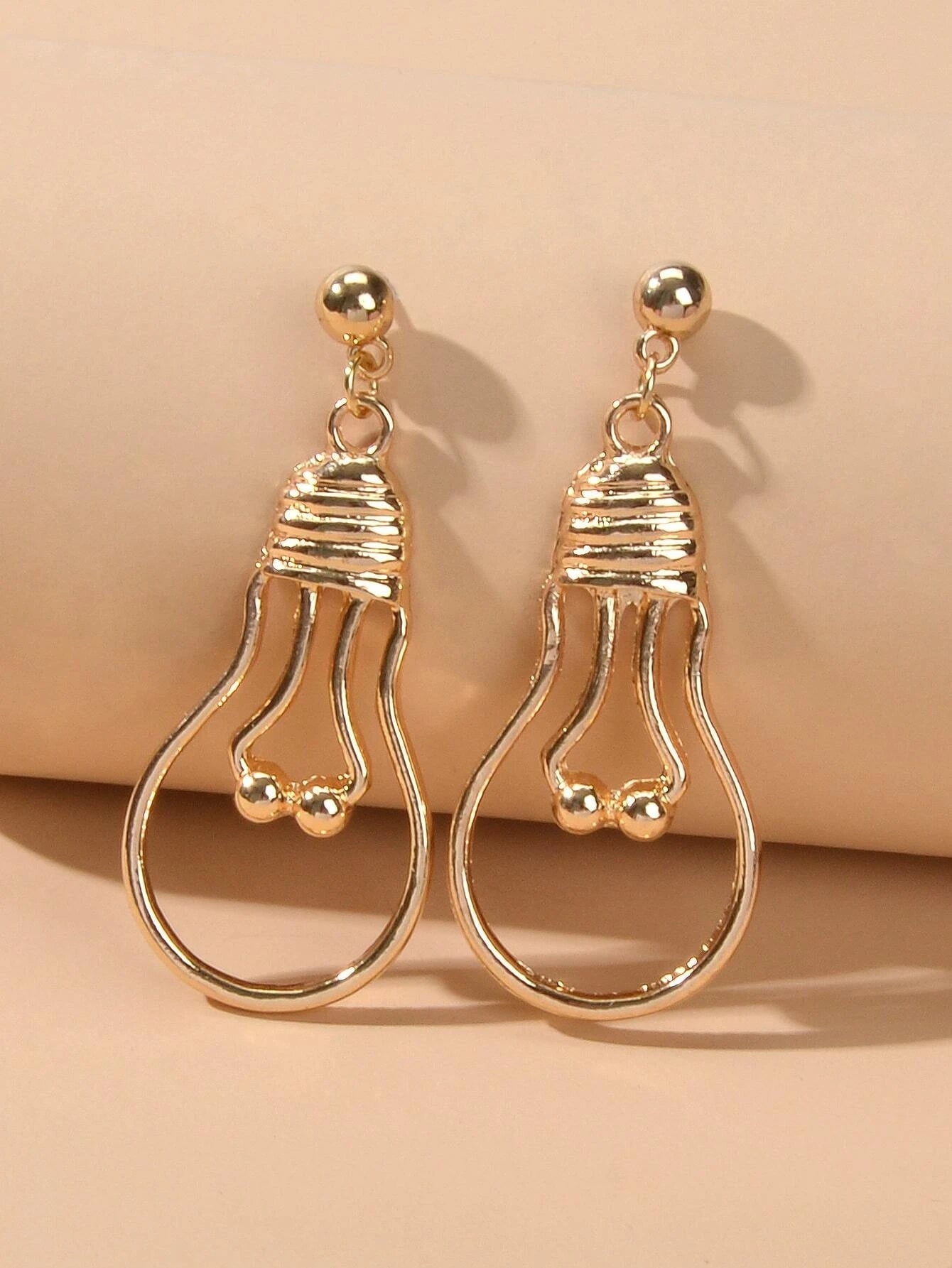 Punk Jewelry Gold Silver Metal Light Bulb Drop Statement Stunning Stud Earrings Feelontop Jewellery