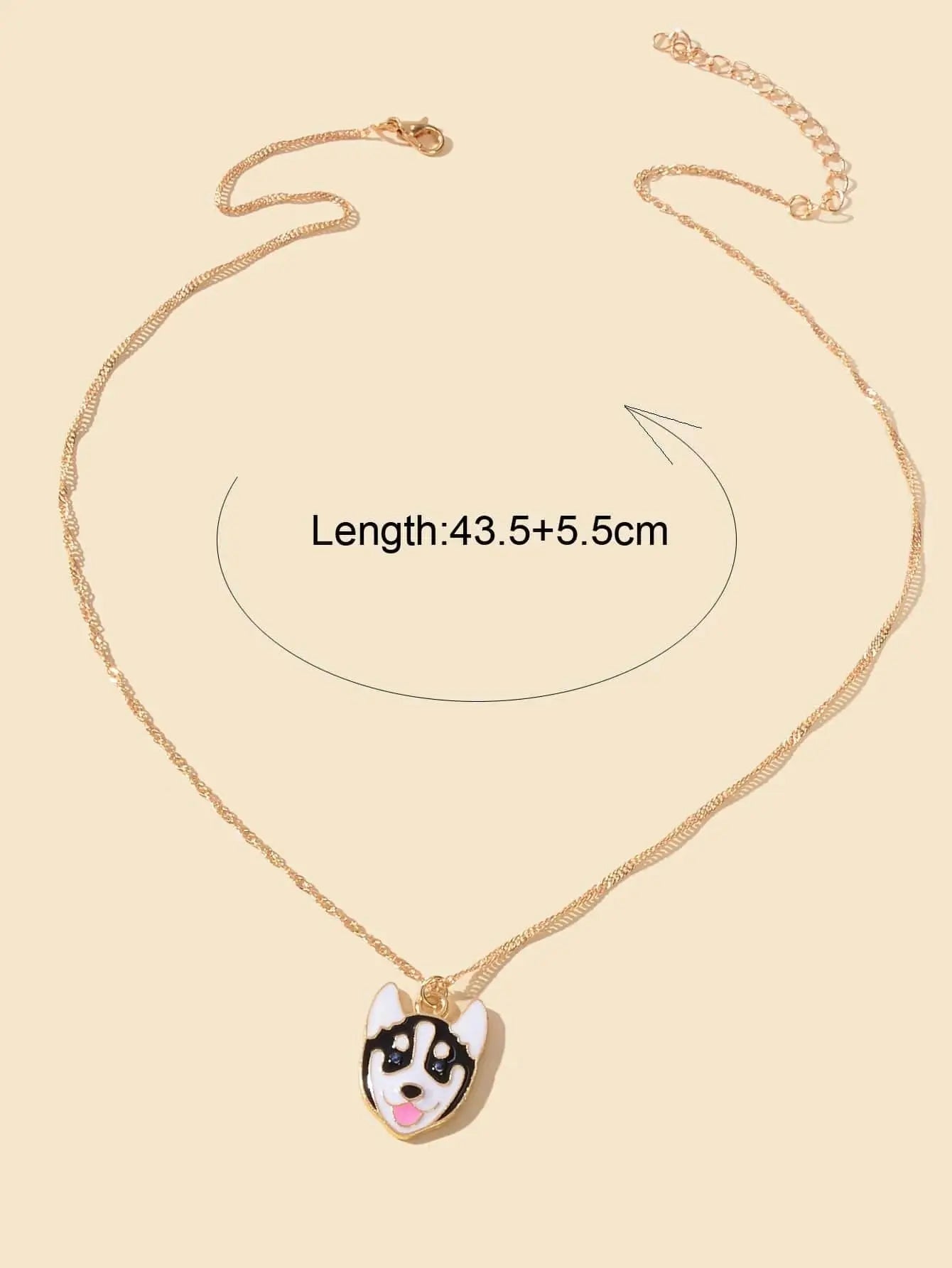 Cartoon Designer Jewelry Gold Link Chain White Black Enamel Dog Pendant Necklace Feelontop Jewellery