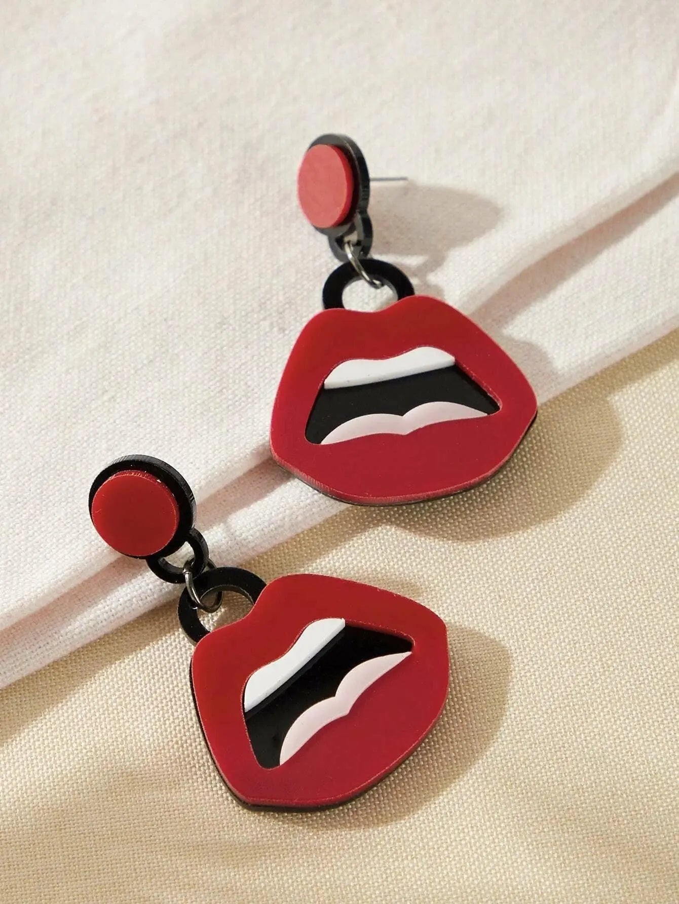 Personality Creative Red Lips Acrylic Statement Dangle Earrings Party Jewellery Feelontop Jewellery