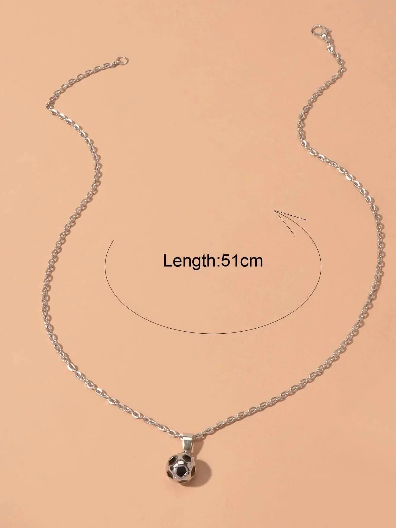 Silver Chain Black Enamel Football Pendant Necklace Soccer Ball Charm Collar Feelontop Jewellery