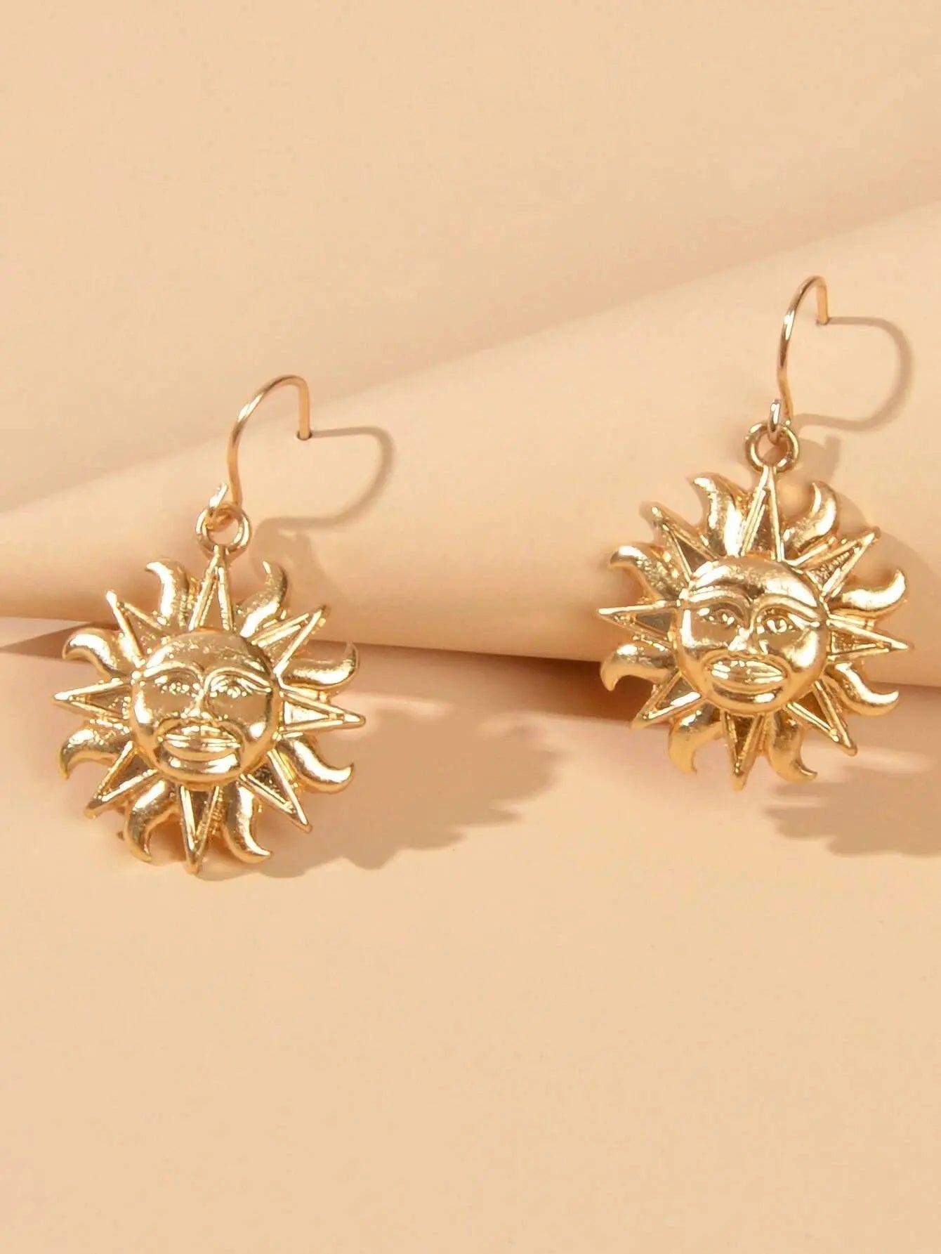 Gold Sun Drop Earrings Wholesale Price Women Teens Accessories Textured Jewelry Feelontop Jewellery