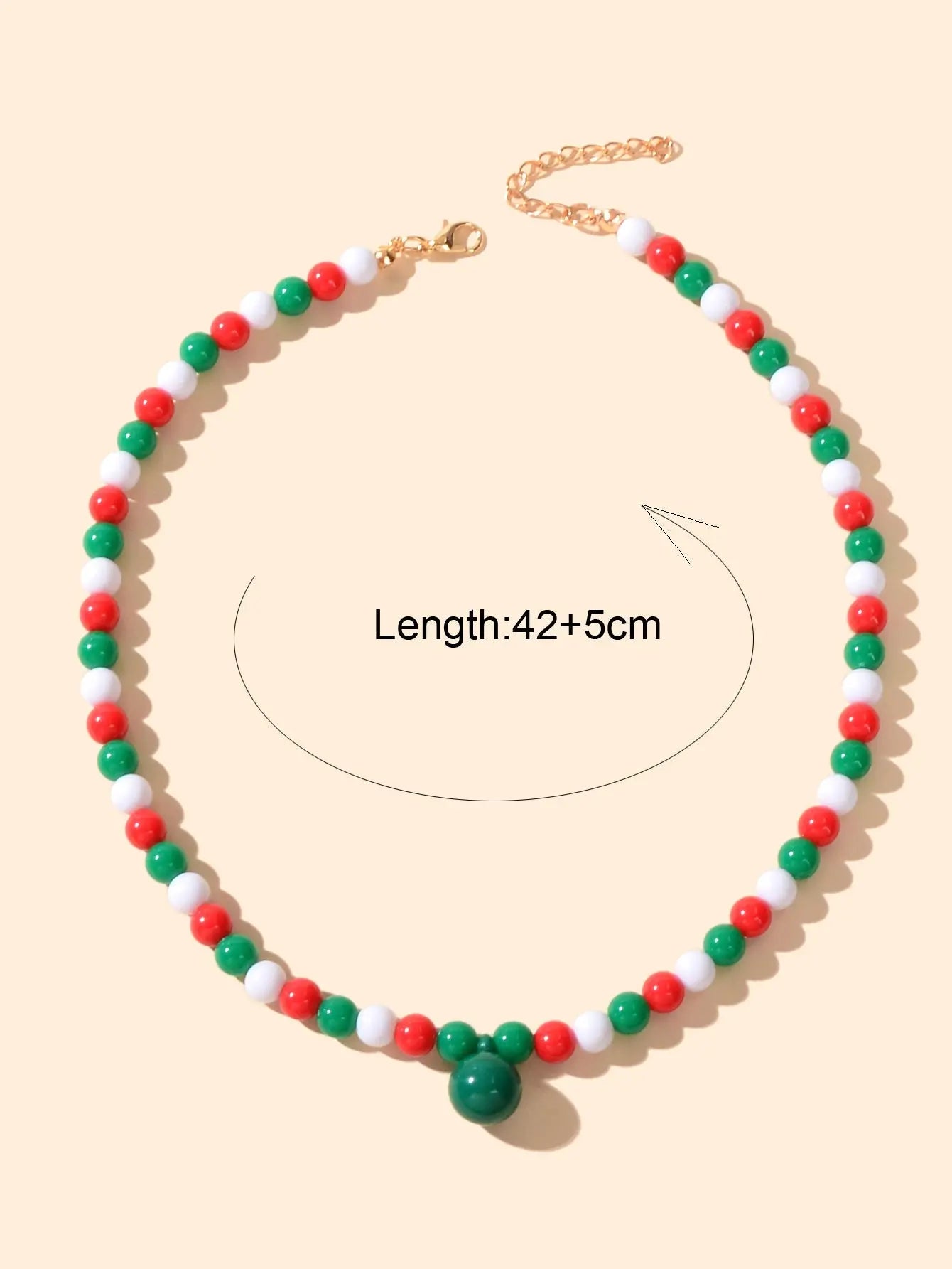 Xmas Series White Green Red Beads String Necklace Chic Festival Gift Jewellery Feelontop Jewellery