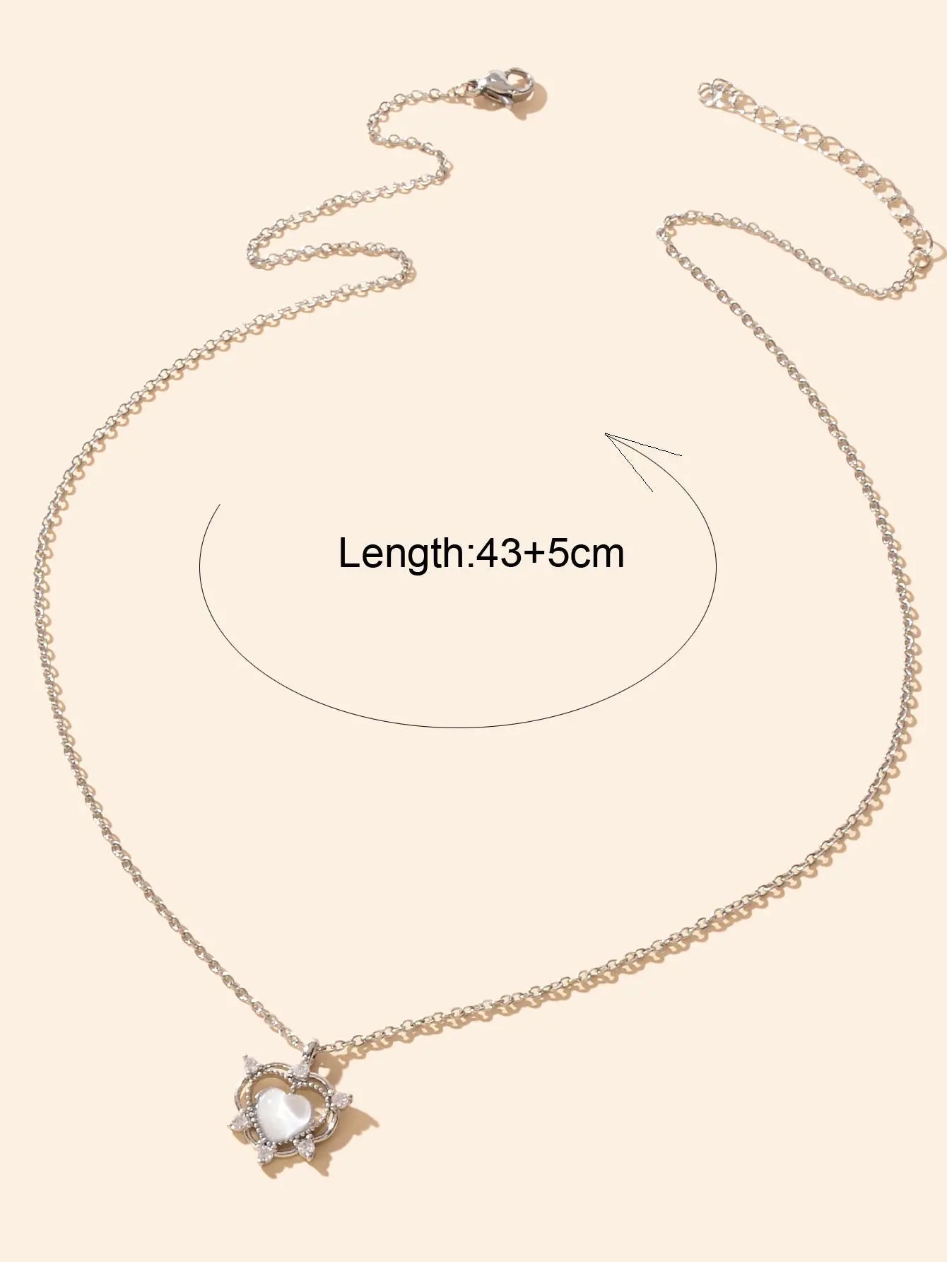 Exquisite Silver Chain Rhinestone Opal Decor Heart Pendant Necklace Gift Jewelry Feelontop Jewellery