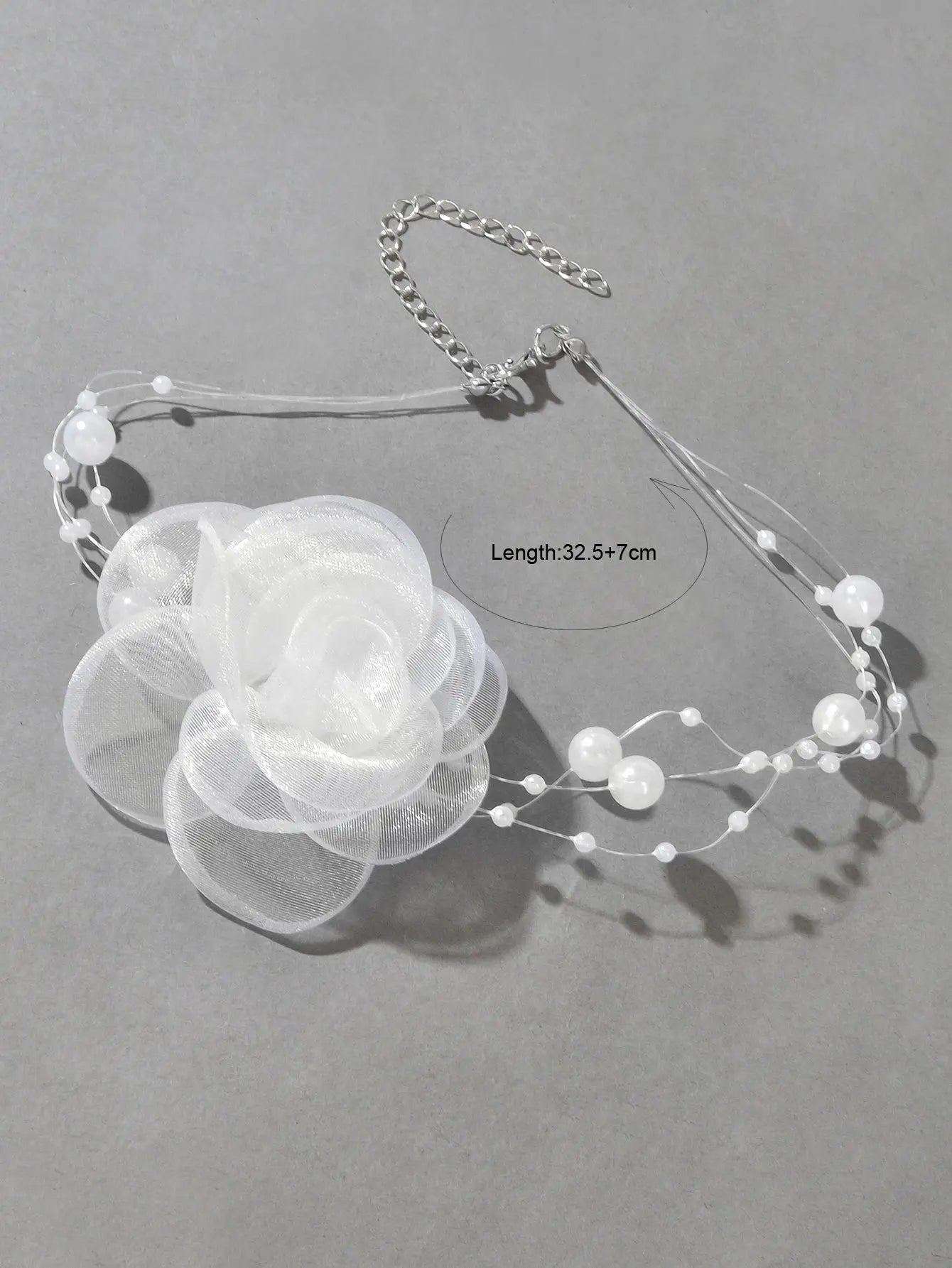 Romantic Jewellery Multi-layer Pearl Chain White Flower Choker Floral Necklace Feelontop Jewellery