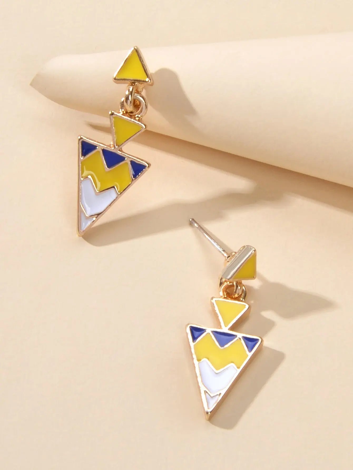 Fashion Jewellery Women Accessories Yellow Geometric Triangle Dangle Earrings Feelontop Jewellery