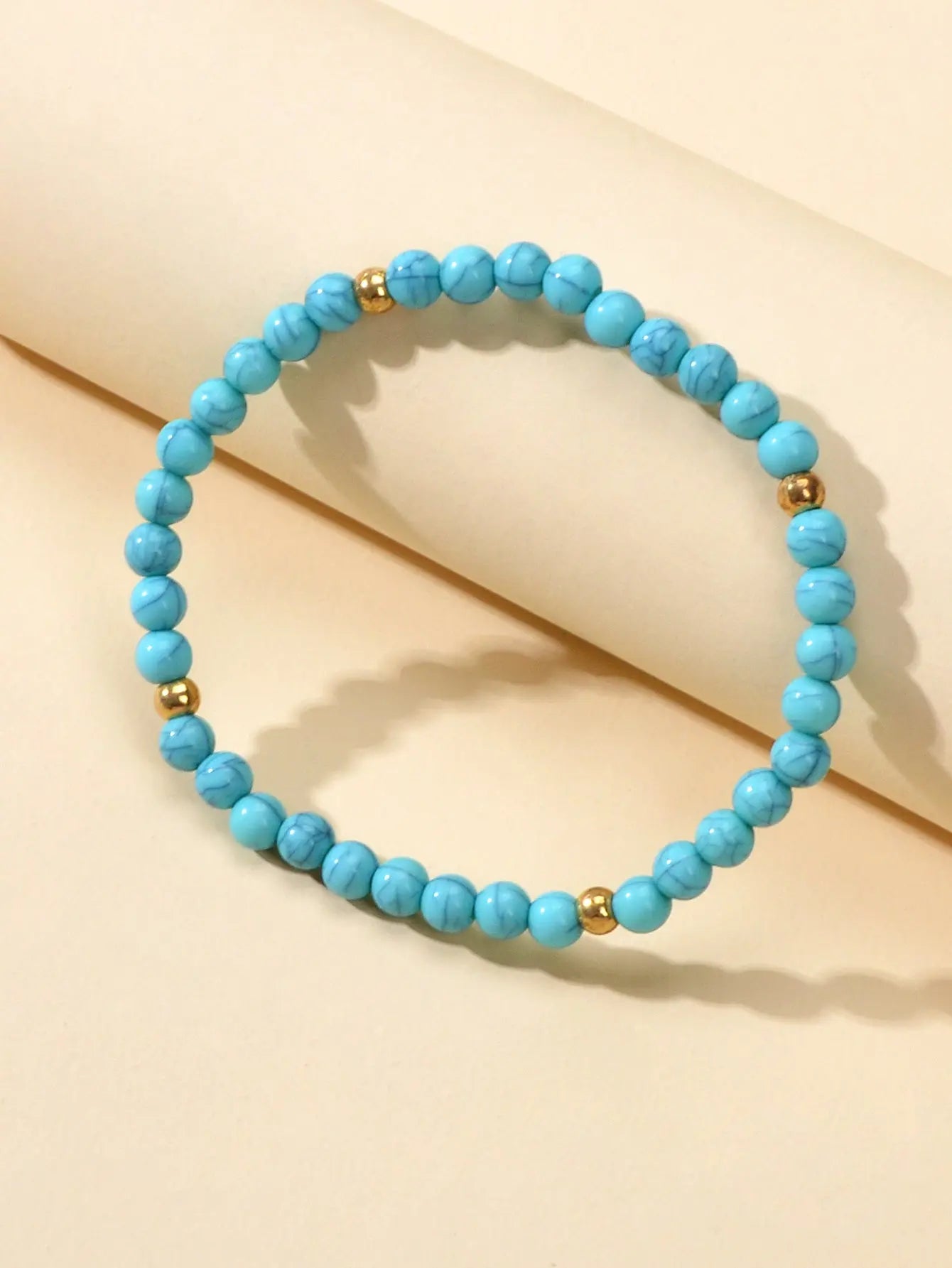 Ethnic Jewellery 3 pcs White Blue Rope Turquoise Elastic Bohemian Bracelets set Feelontop Jewellery