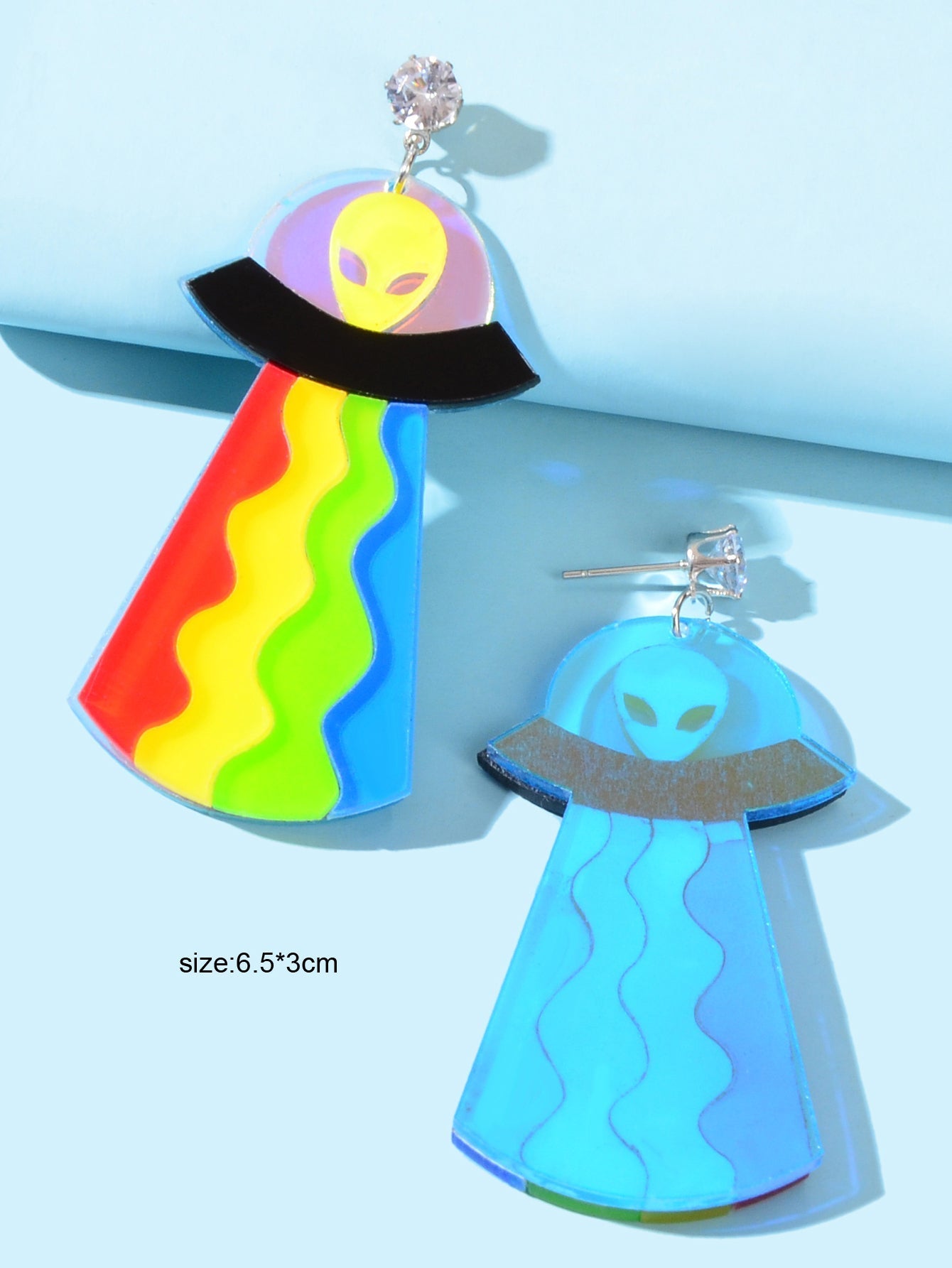 Statement Jewelry Candy Color Resin Saucerman Big Geometric Dangle Punk Earrings Feelontop Jewellery