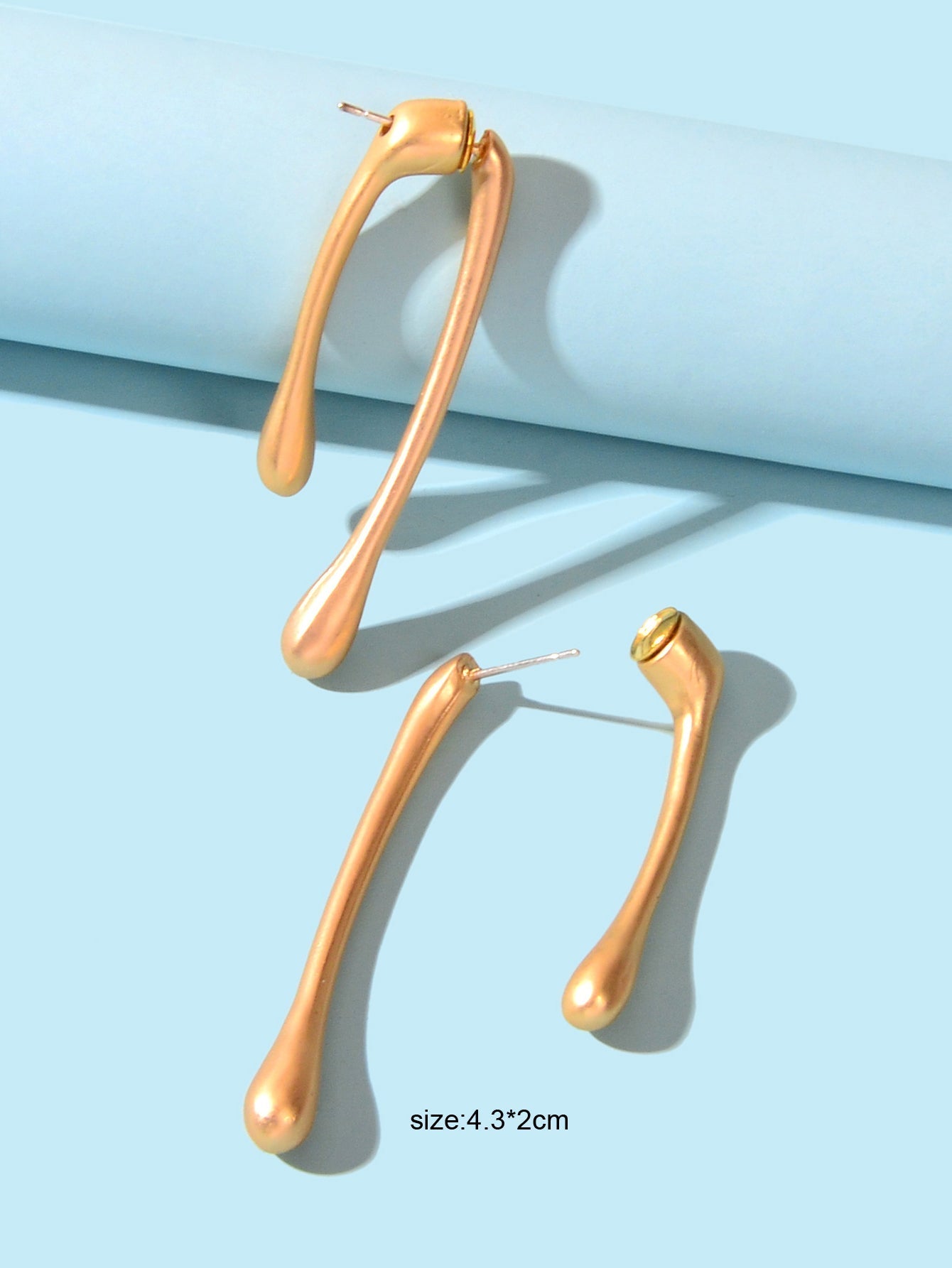 Designer Jewelry Minimalist Gold Metal Geometric Stud Earrings Trendy Ear Jacket Feelontop Jewellery