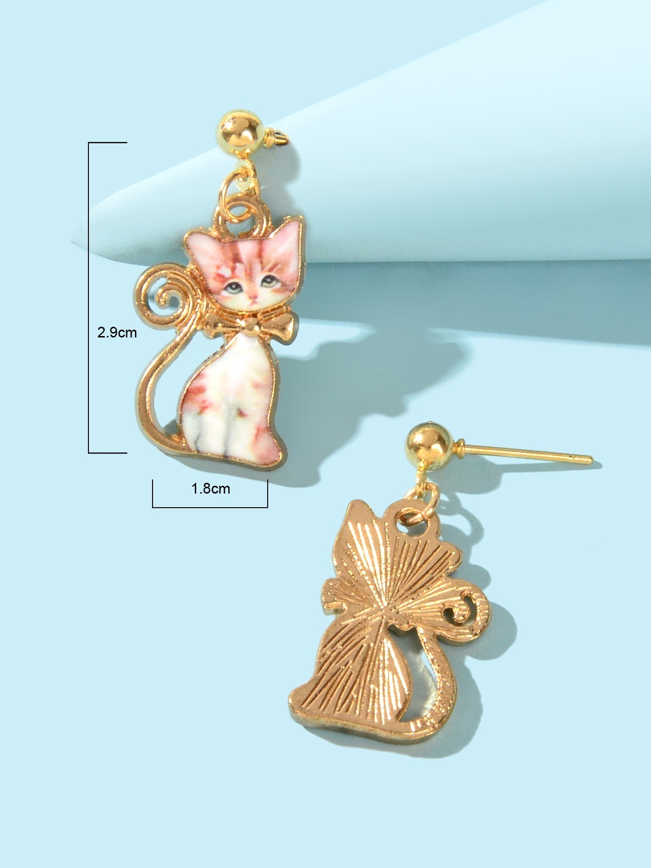 Pink Enamel Aesthetic Funny Cartoon Kitten Drop Dangling Cat Animal Earrings Feelontop Jewellery