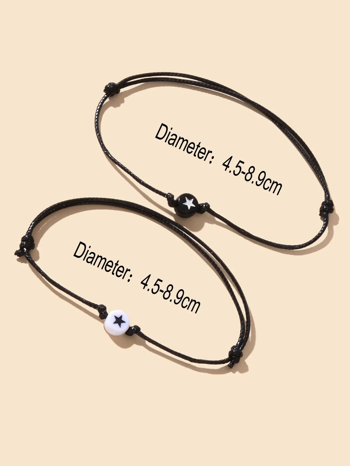 2 pcs Black Rope Adjustable Star String Couple Matching Bracelets Friend Gifts Feelontop Jewellery