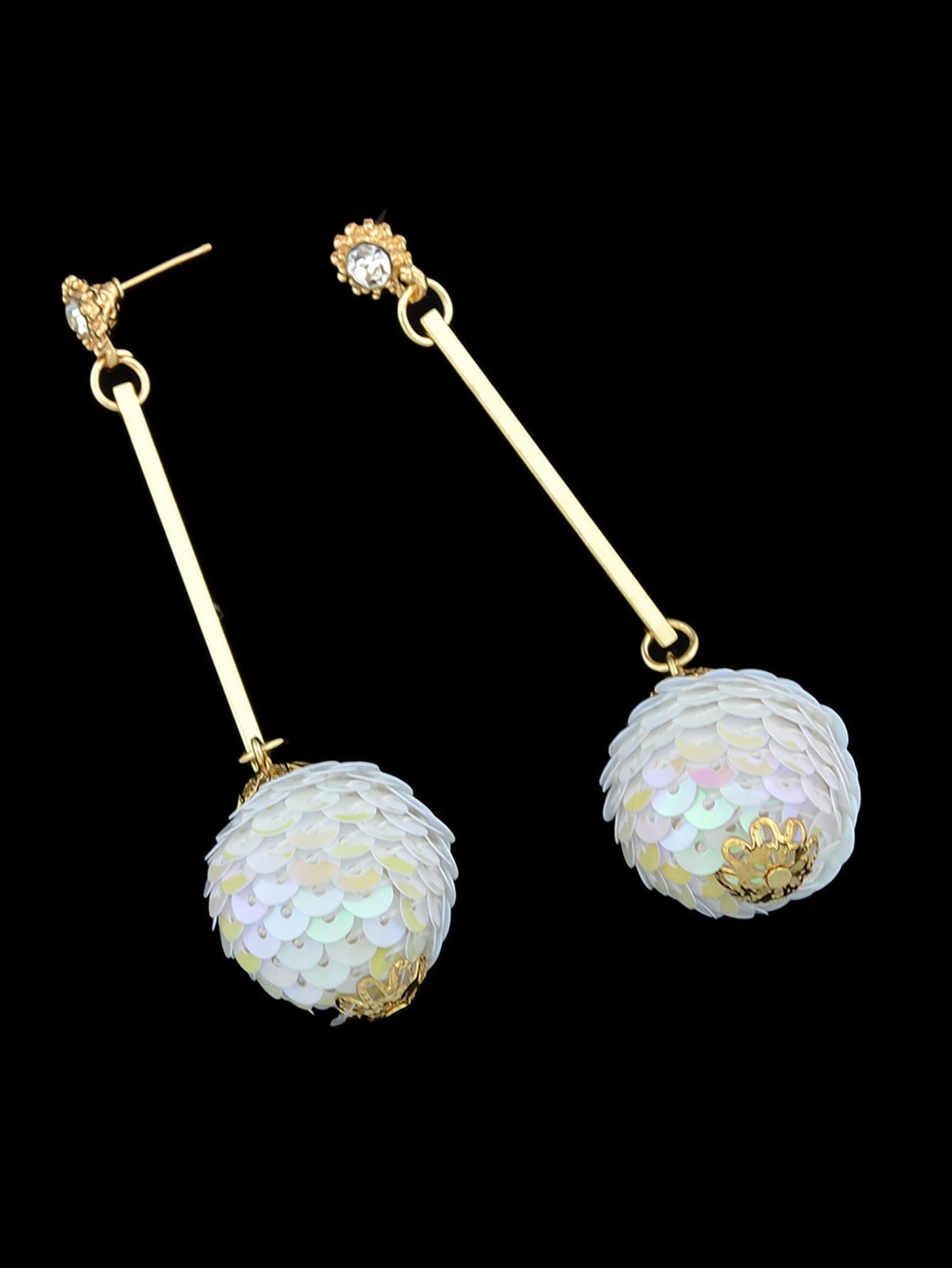 Rhinestone Sequins Ball Charm Pendant Dangle Earrings Women Girl Teens Jewellery Feelontop Jewellery