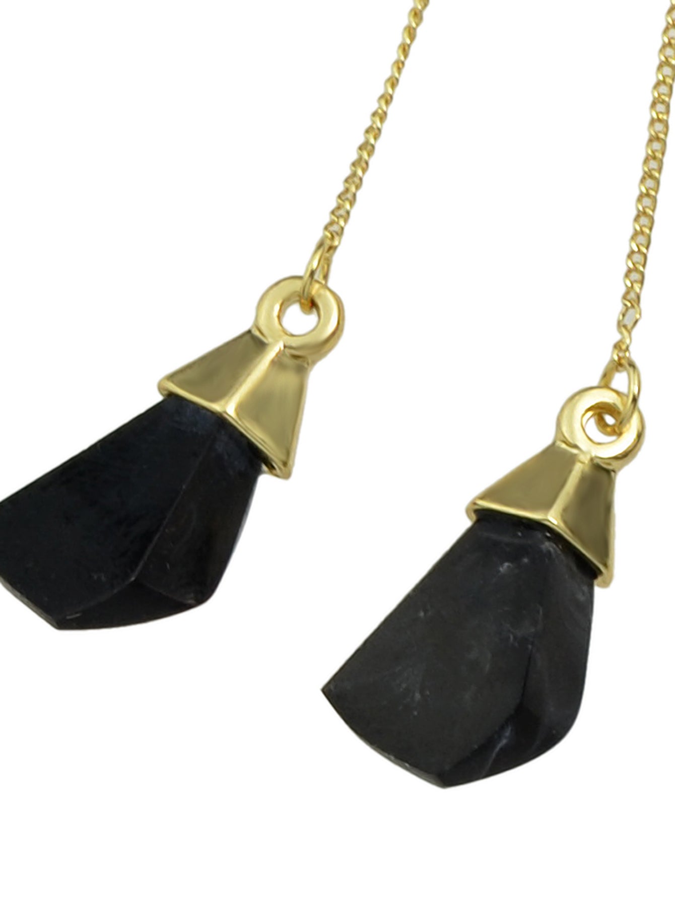 Ethnic American Jewellery Long Chain Black White Stone Boho Chic Dangle Earrings Feelontop Jewellery