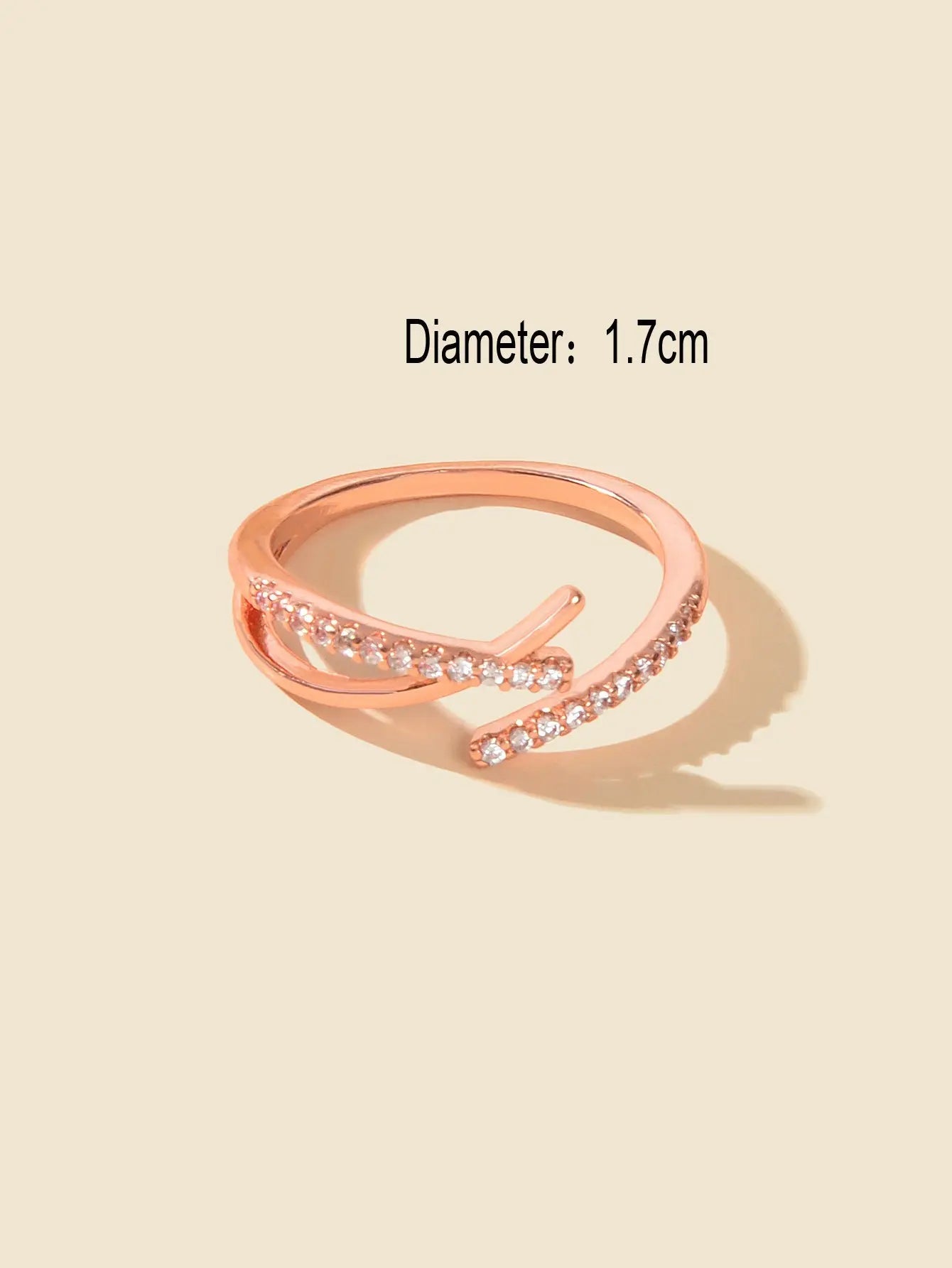 Sparkling Rhinestone Rosegold Cross Band Ring for Women Engagement Wedding Gift Feelontop Jewellery