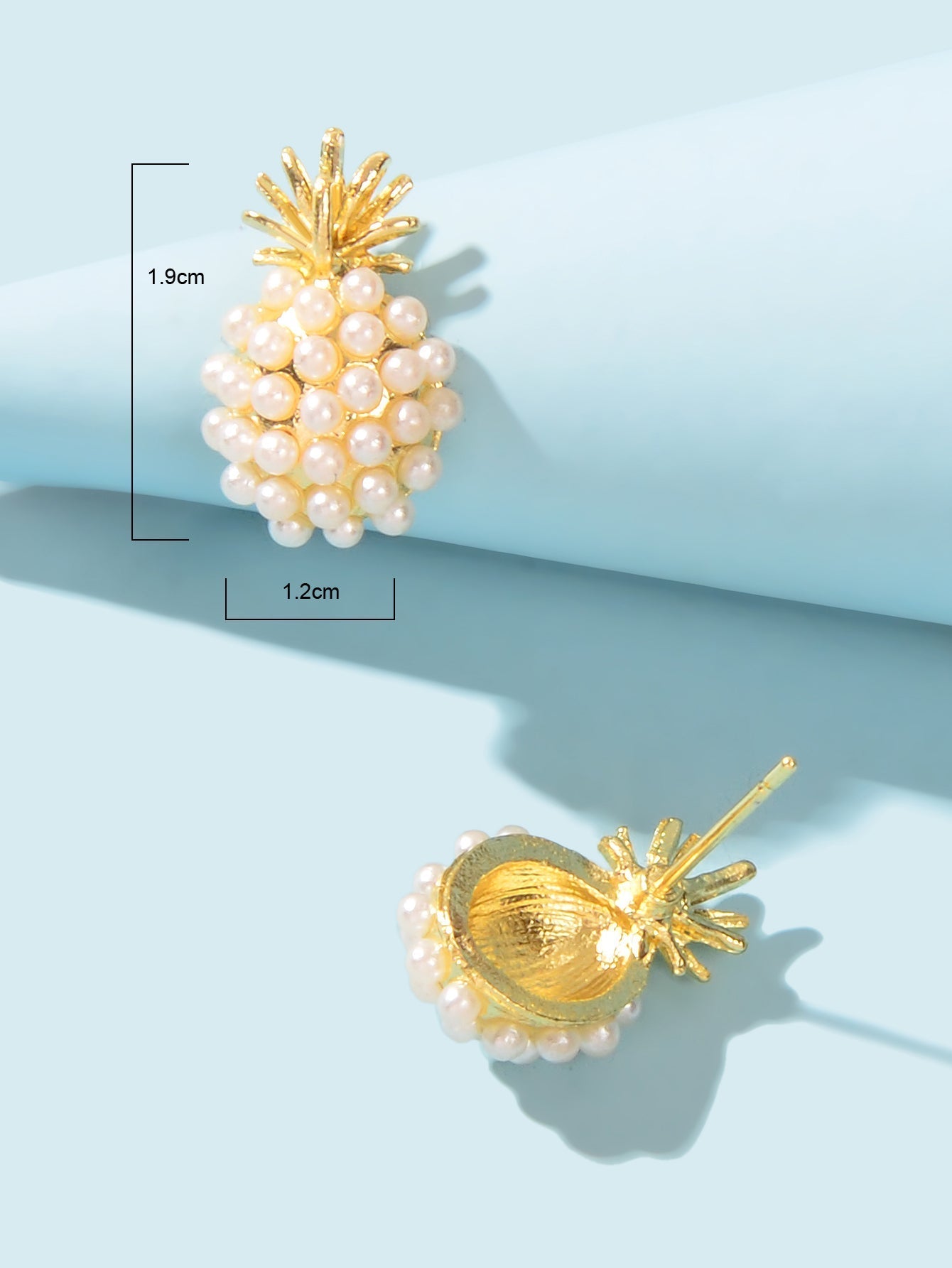 Fruit Jewelry Inspiring Imitation Pearl Decoration Gold Stud Pineapple Earrings Feelontop Jewellery