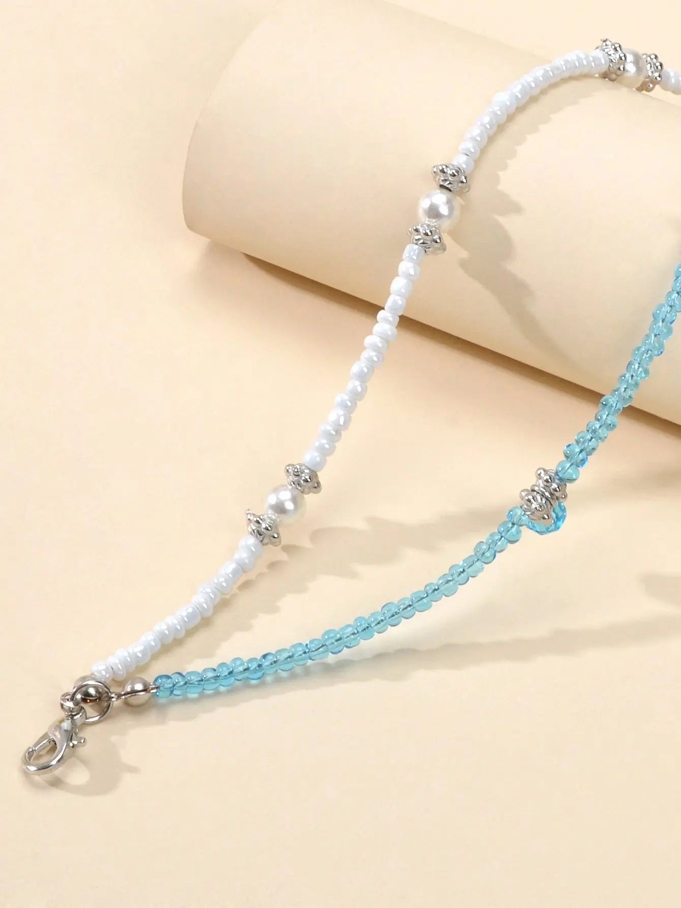 Fashion Jewellery Handmade Double layer Blue White Seed Beads Strand Bracelet Feelontop Jewellery