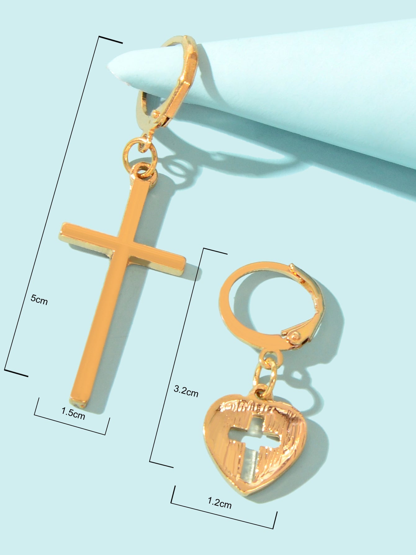 Women Girls Cross Love Heart Shaped Huggie Earrings Christmas Gift Jewellery Feelontop Jewellery