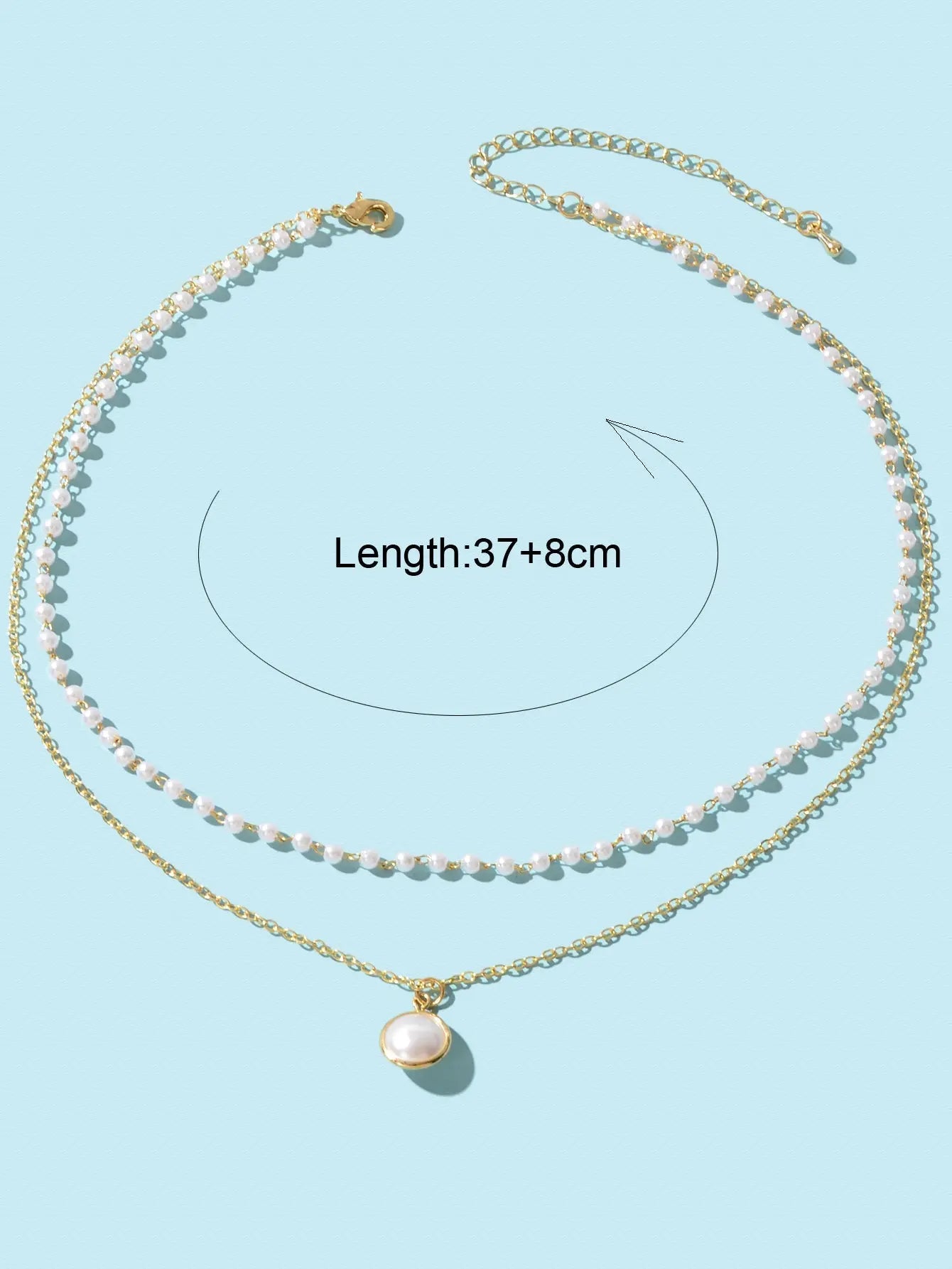 2 Layers Women Gold Pearl Charm Pendant Necklace Boho Statement Beautiful Choker Feelontop Jewellery