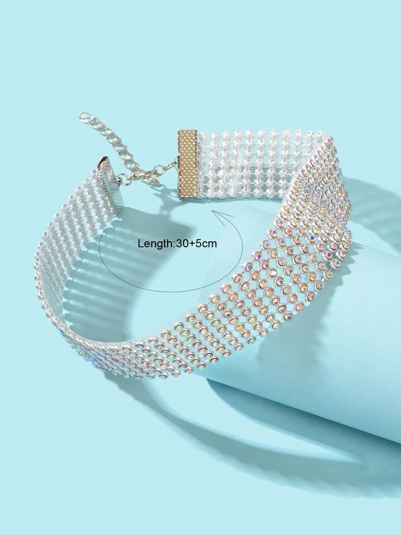 Sparkly Silver Wide Rhinestone Choker Necklace Festival Collar Neck Jewellery Feelontop Jewellery
