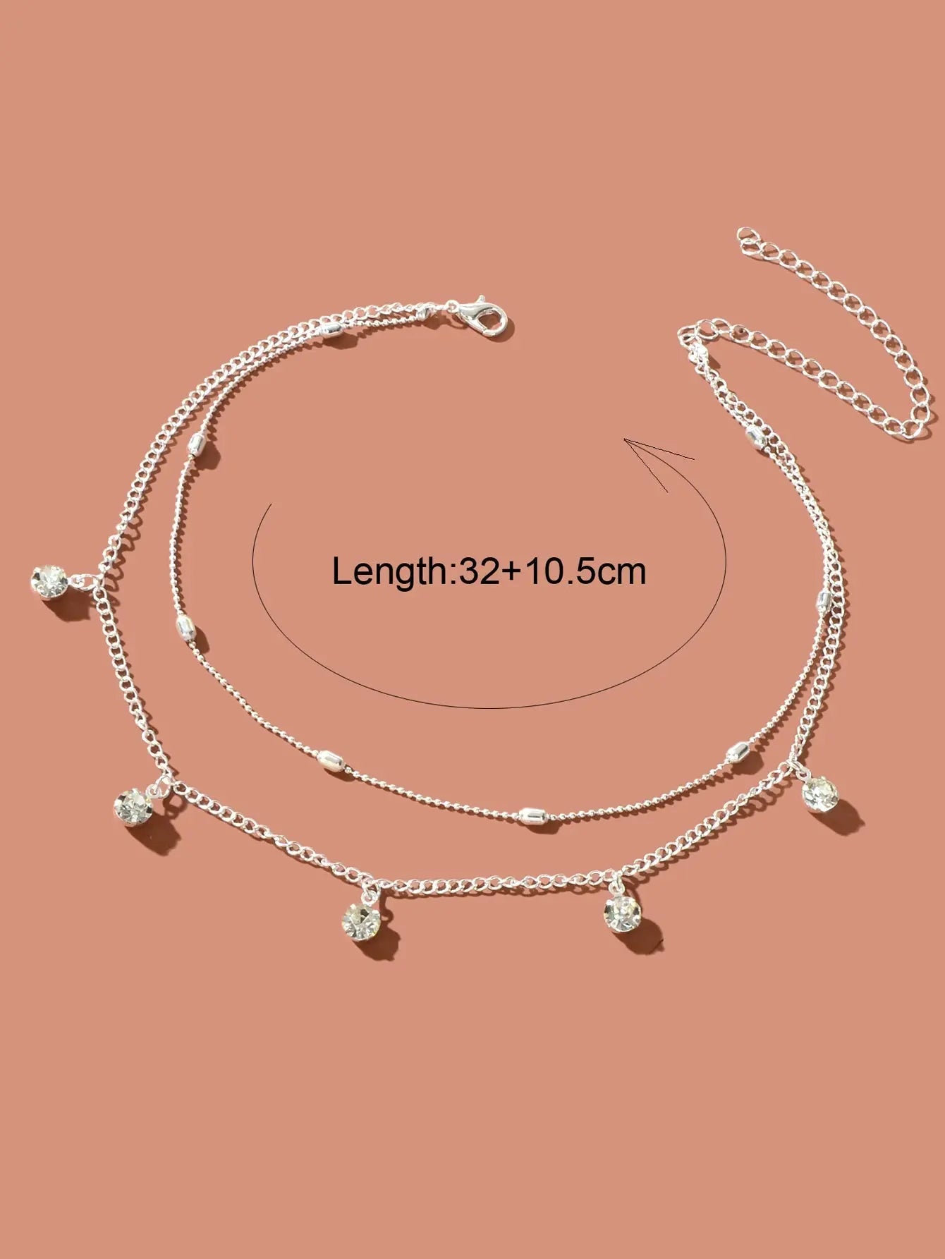 Dainty Adjustable Layer Gold Silver Chain Rhinestone Charm Clavicle Necklace Feelontop Jewellery