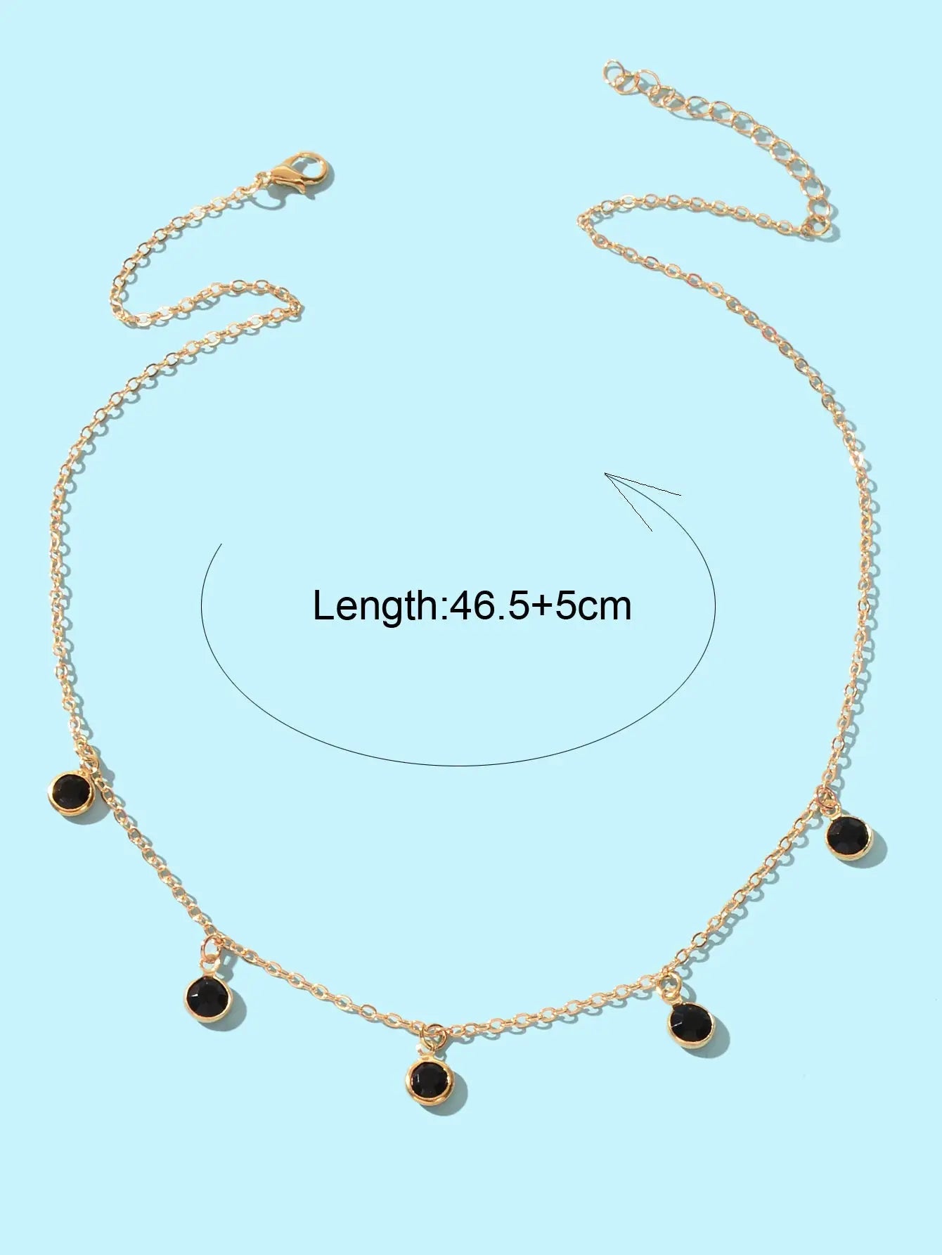 Fashion Party Accessories Gold Chain Black Beaded Charm Clavicle Collar Necklace Feelontop Jewellery