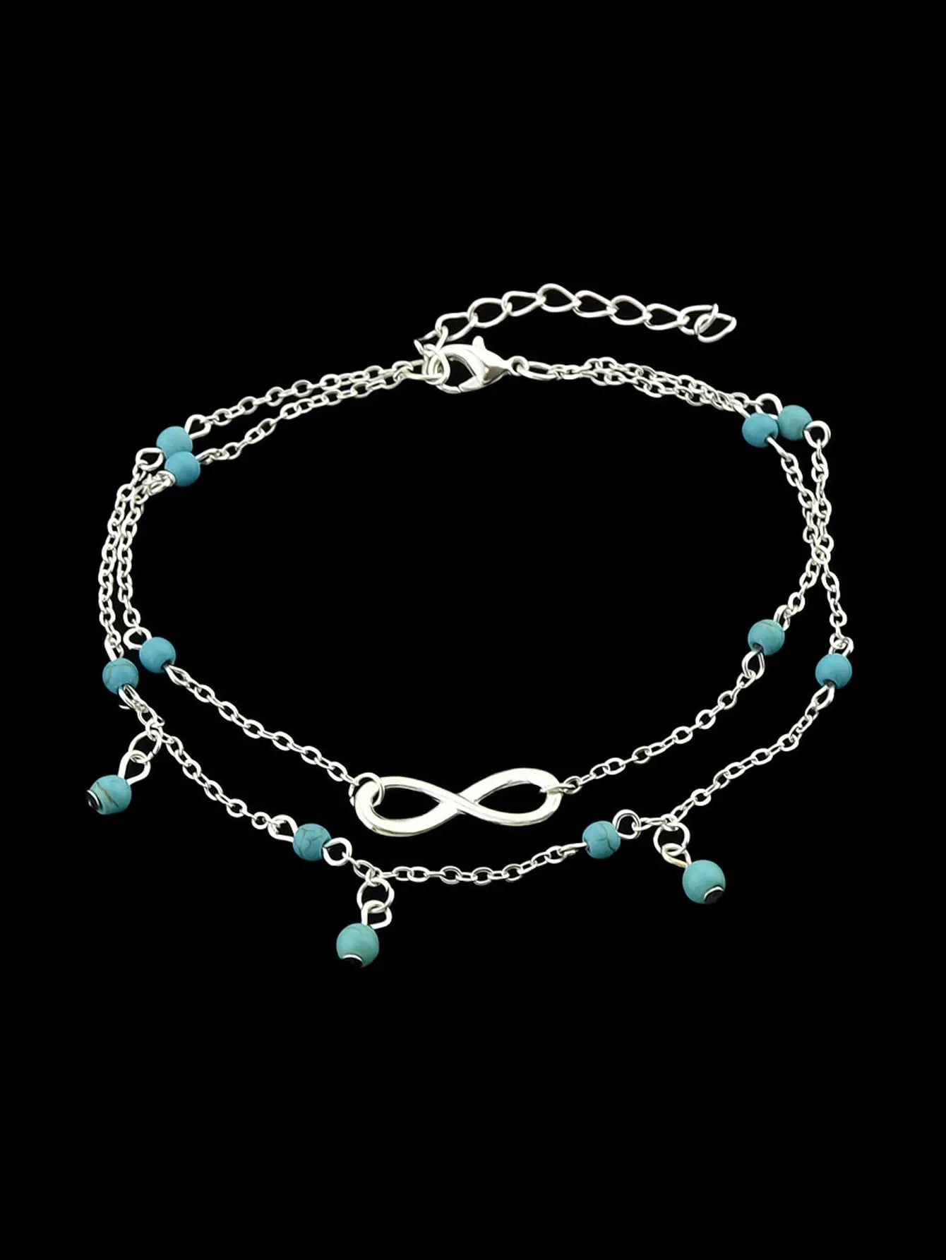 1 pc Double layer Chain Turquoise Infinity Anklet Barefoot Foot Beach Jewellery Feelontop Jewellery