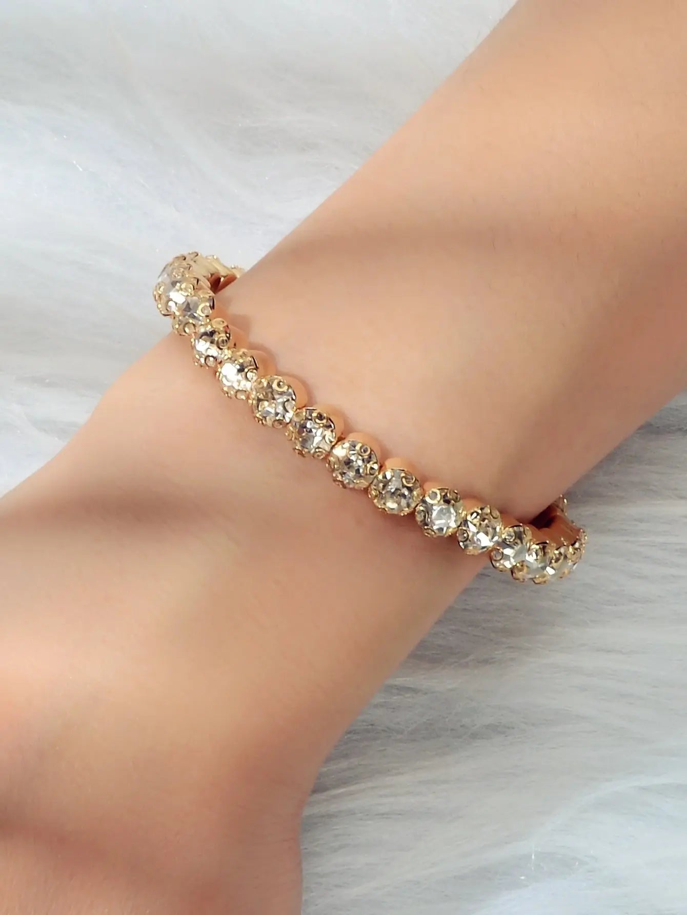 Textured Jewellery Faux Cubic Zirconia Classic Tennis Bracelet Nice Collection Feelontop Jewellery