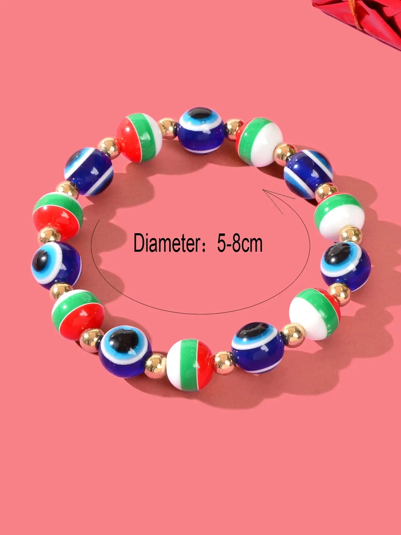 Festival Accessories Colourful Beaded Evil Eye Elastic String Bracelet Xmas Gift Feelontop Jewellery