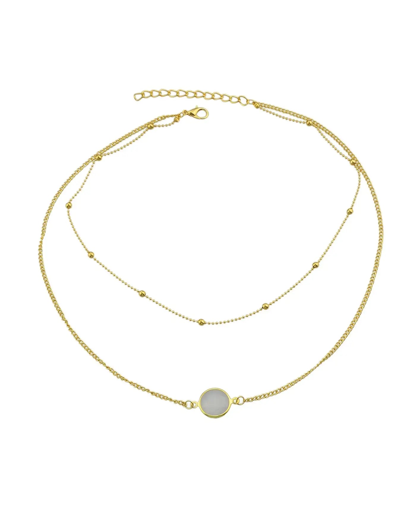Boho Chic Double layer Gold Chain Round Charm Necklace Fashion Women Accessories Feelontop Jewellery