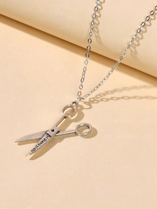Personality Creative Silver Chain Scissors Designer Stylish Charm Necklace Gift Feelontop Jewellery