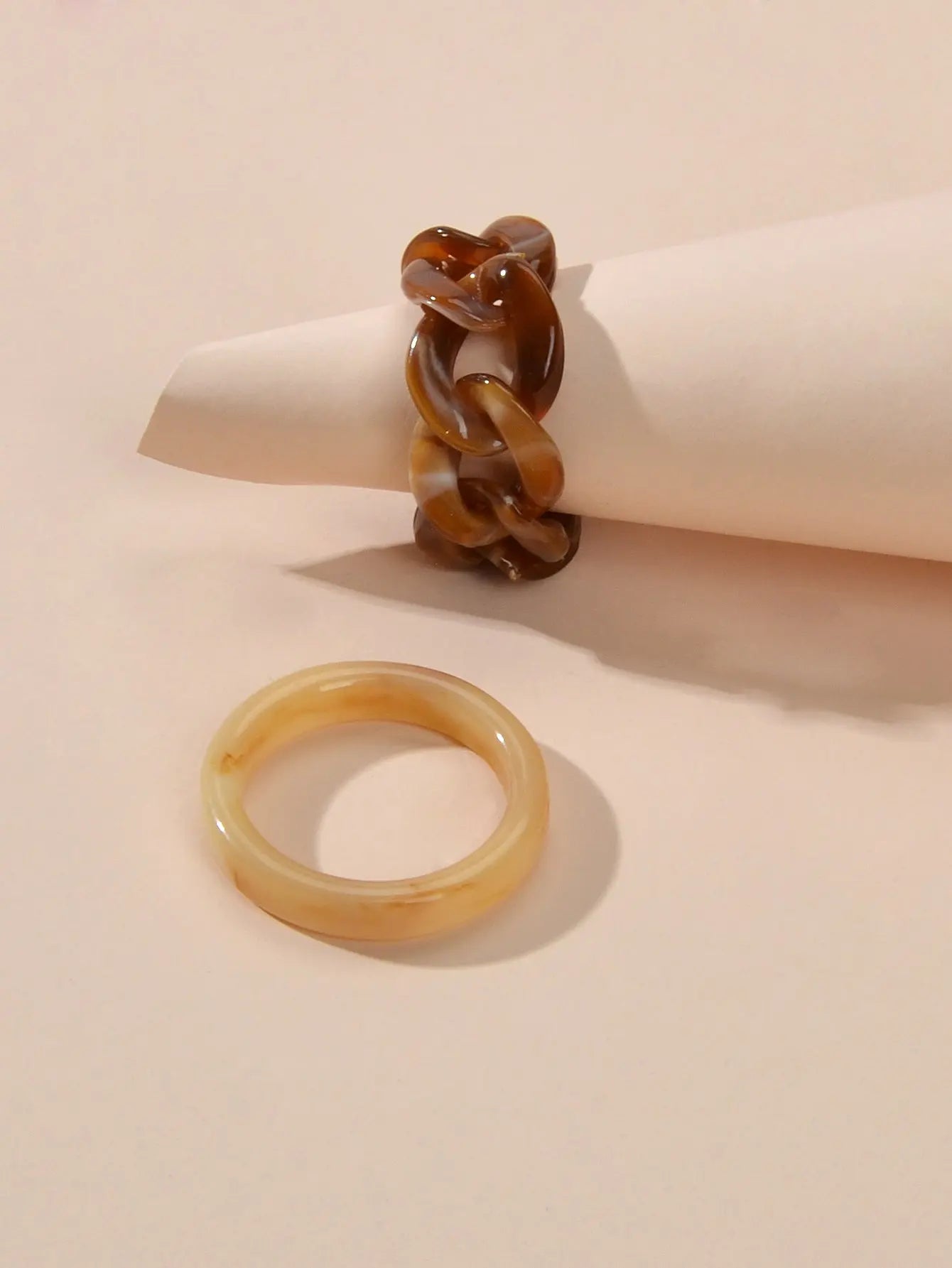 2pcs Trendy Jewelry Blue Brown Geometric Stackable Multiple Midi Finger Ring Set Feelontop Jewellery