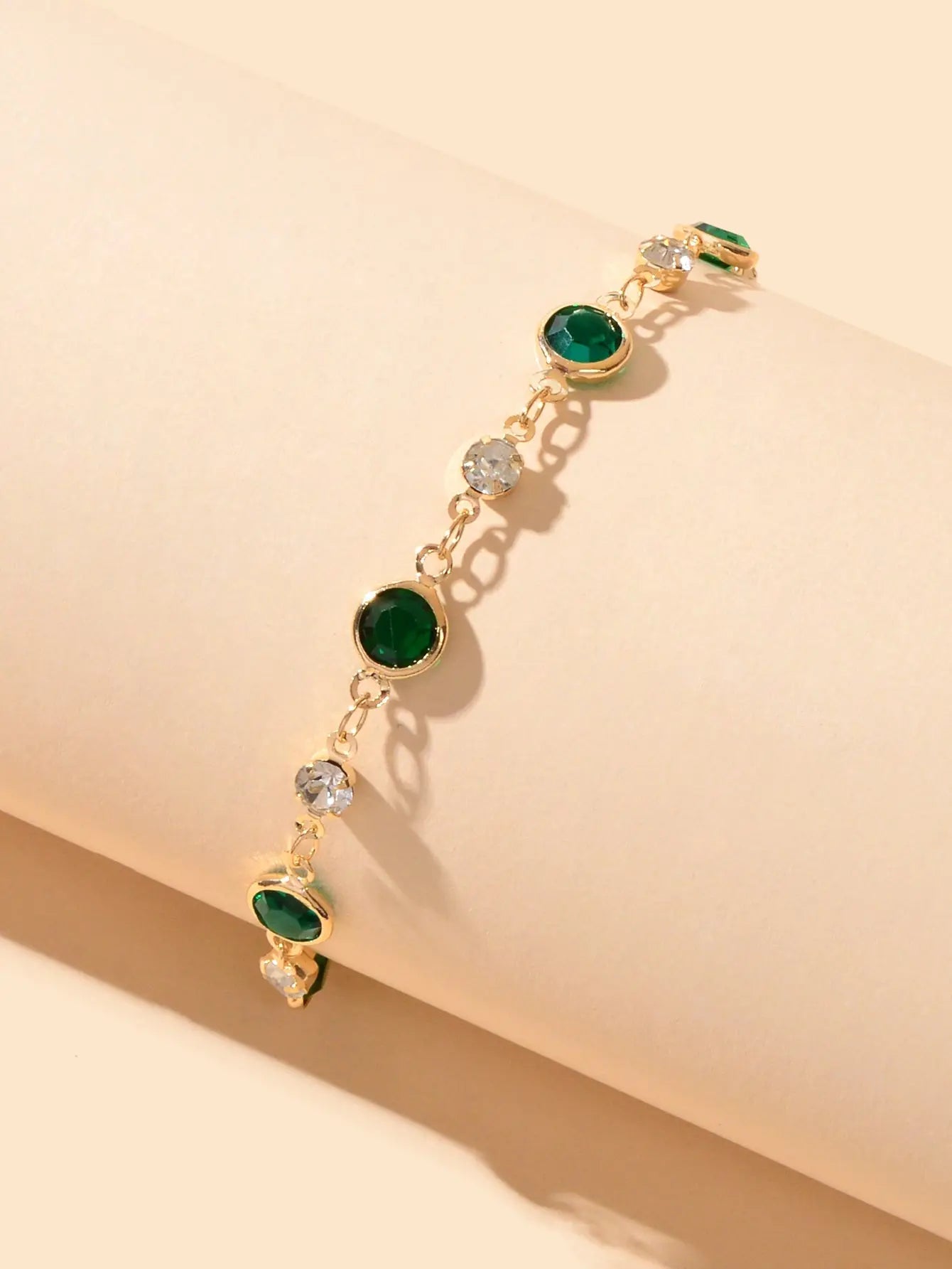 Green Transparent Rhinestone Bracelet Girls Party Jewelry Luxurious Accessories Feelontop Jewellery