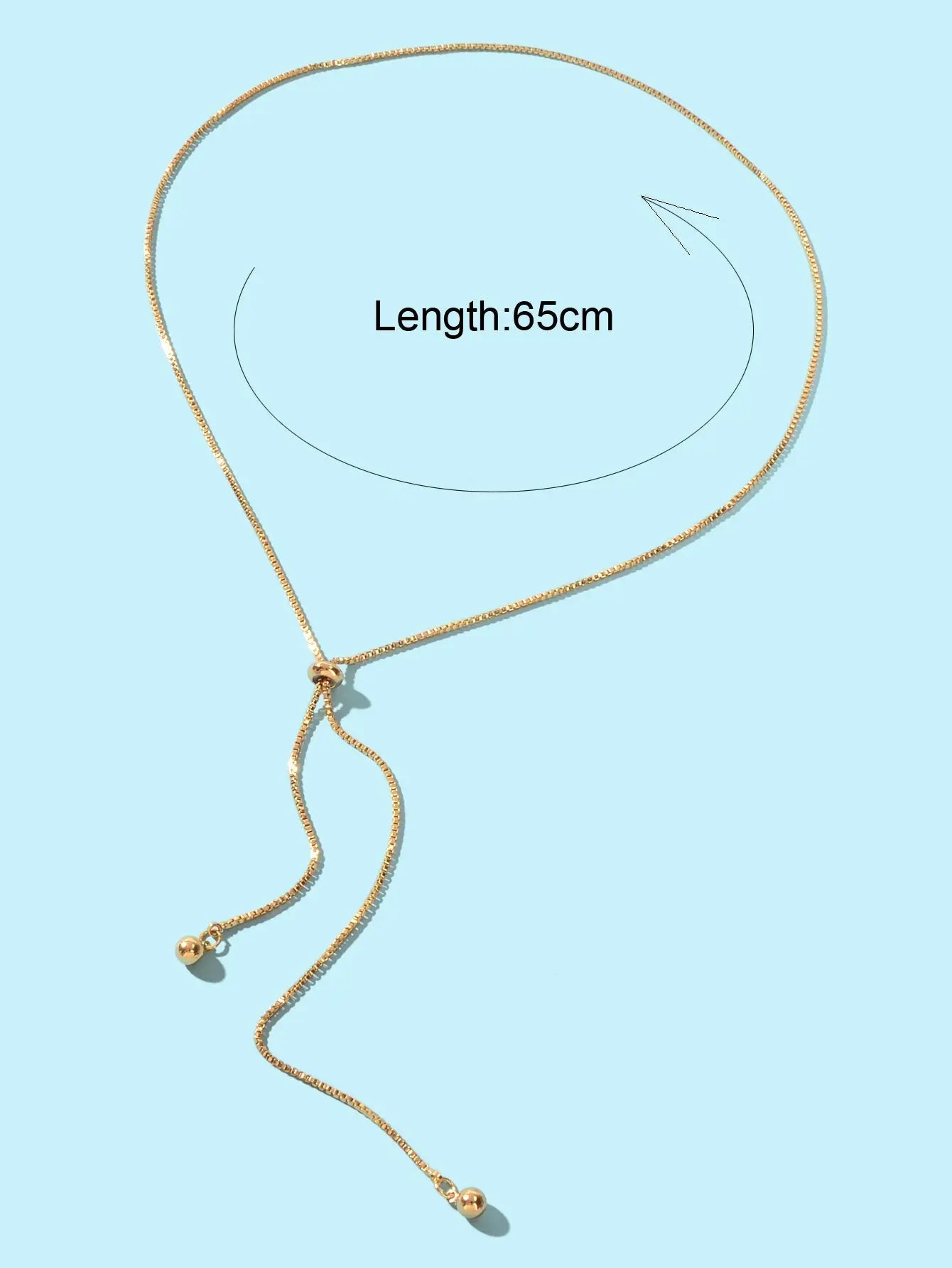 Gold Adjustable Trendy Y Drop Sliding Chain Necklace Women Minimalist Jewellery Feelontop Jewellery