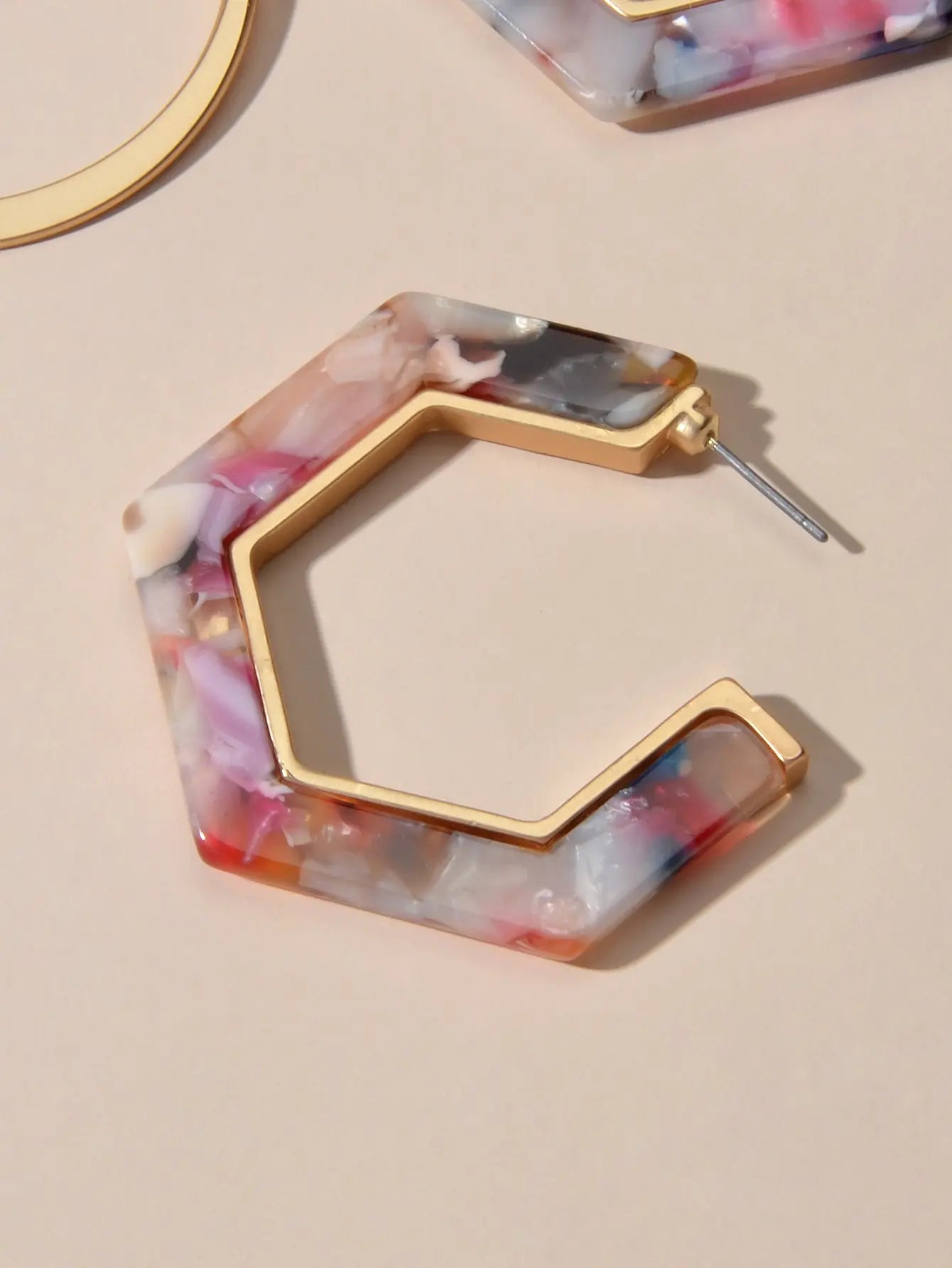 Boho Chic 2 pairs Multicolor Acrylic Square Circle Party Hoop Earrings set Gift Feelontop Jewellery