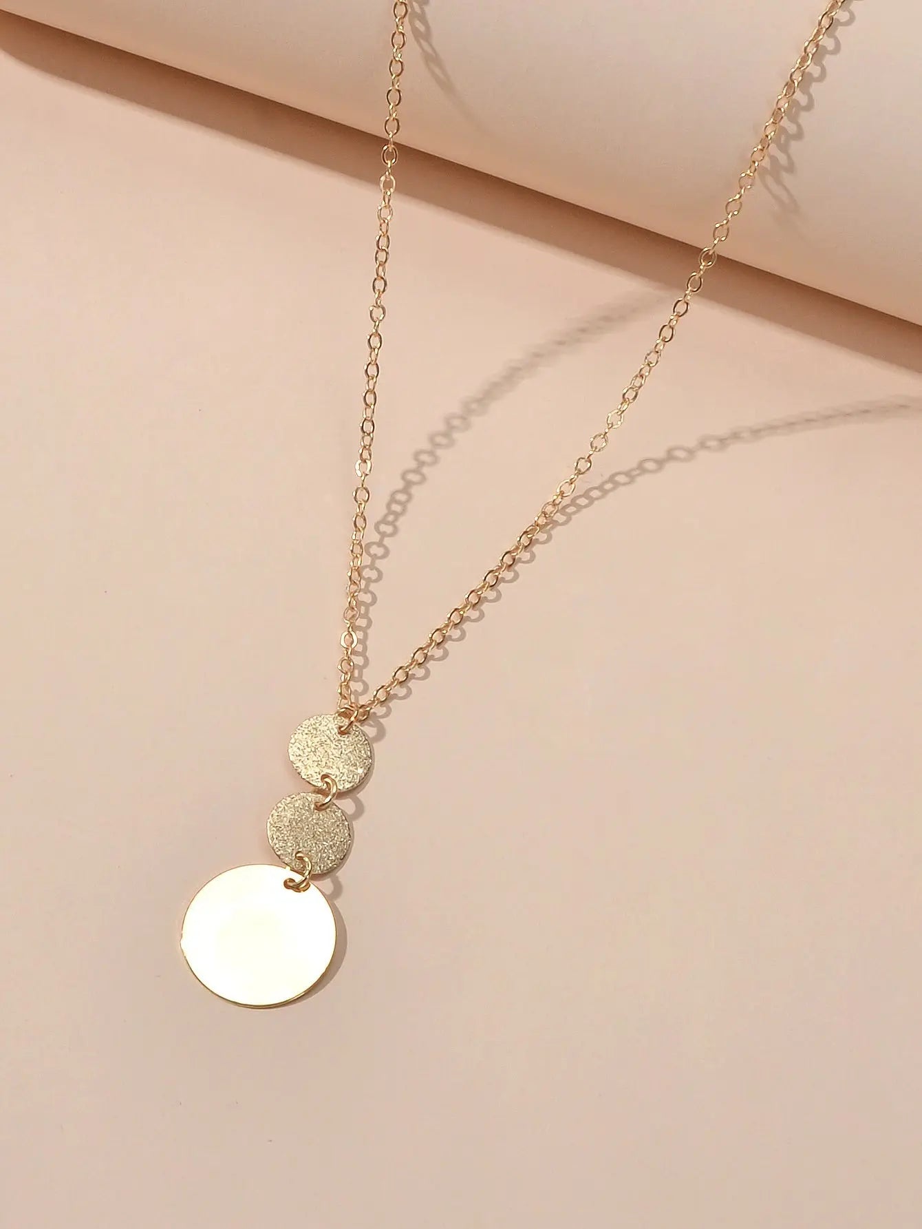 Unique Gold Chain Geometric Round Disc Minimalist Charm Necklace Trendy Jewelry Feelontop Jewellery