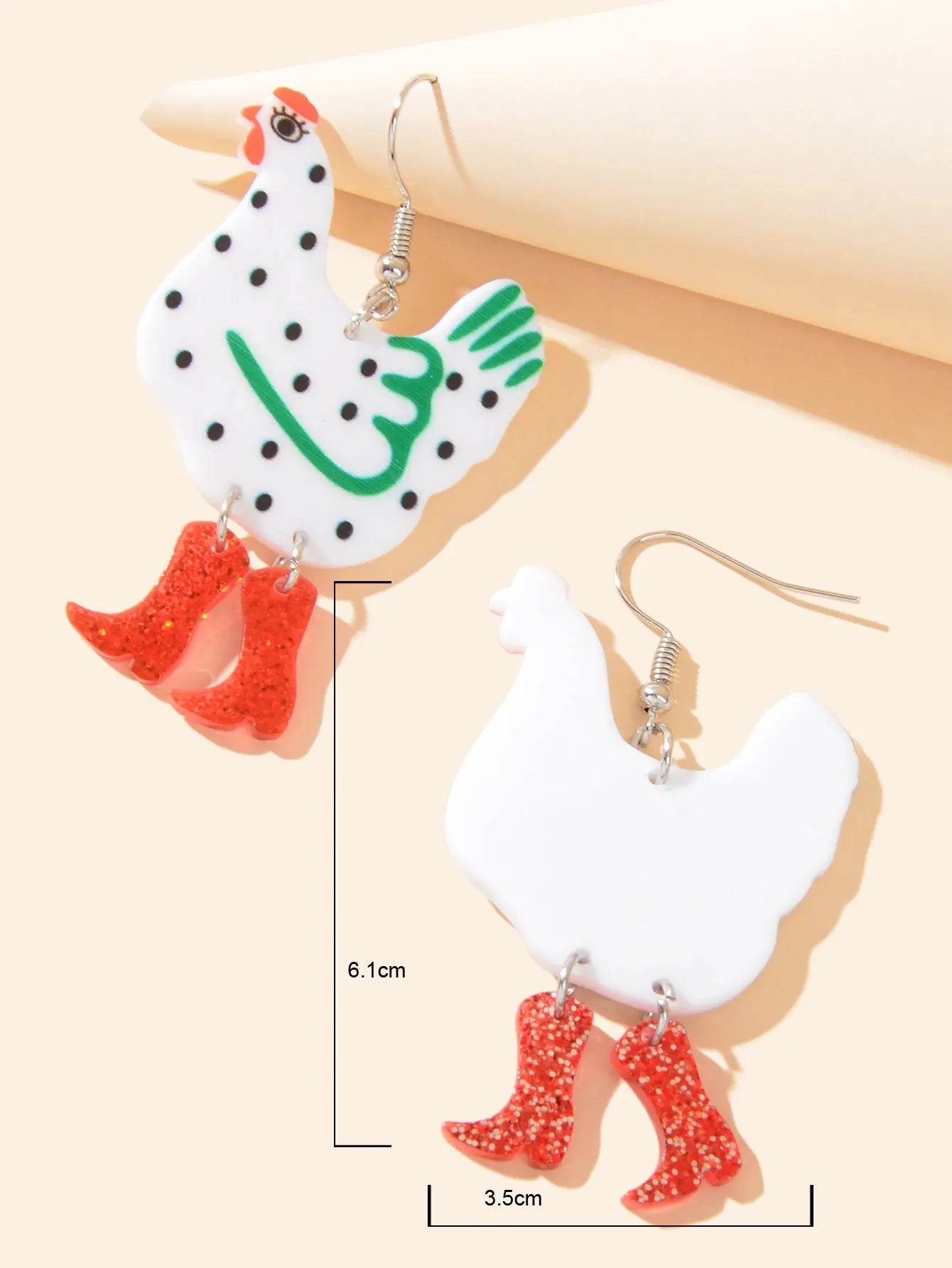 Cute Design Hen with Boot Dangle Lightweight Acrylic Chicken Earrings Party Gift Feelontop Jewellery