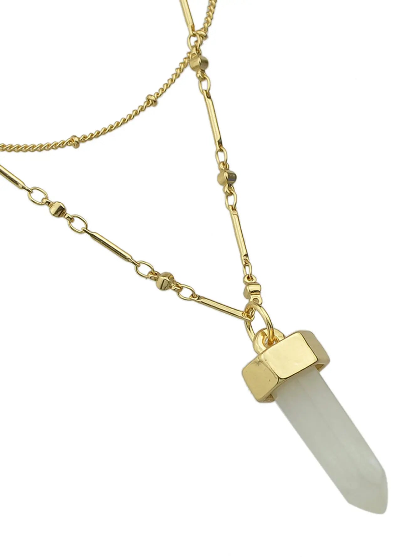 Multi-layer Gold Chain White Bullet Point Pendant Necklace Boho Chic Jewellery Feelontop Jewellery