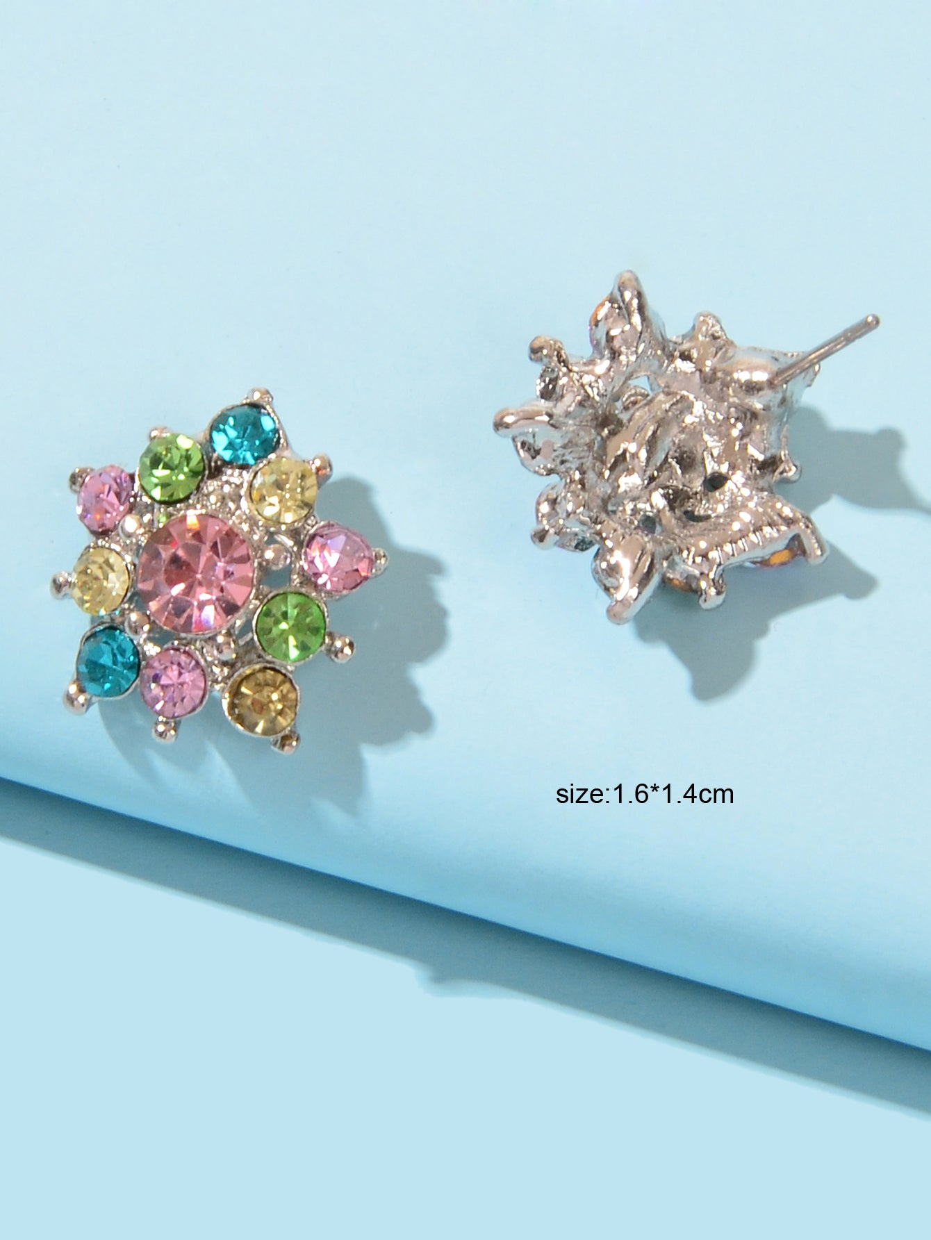 Sparkly Colourful Rhinestone Lightweight Star Ear Studs Bridal Wedding Earrings Feelontop Jewellery