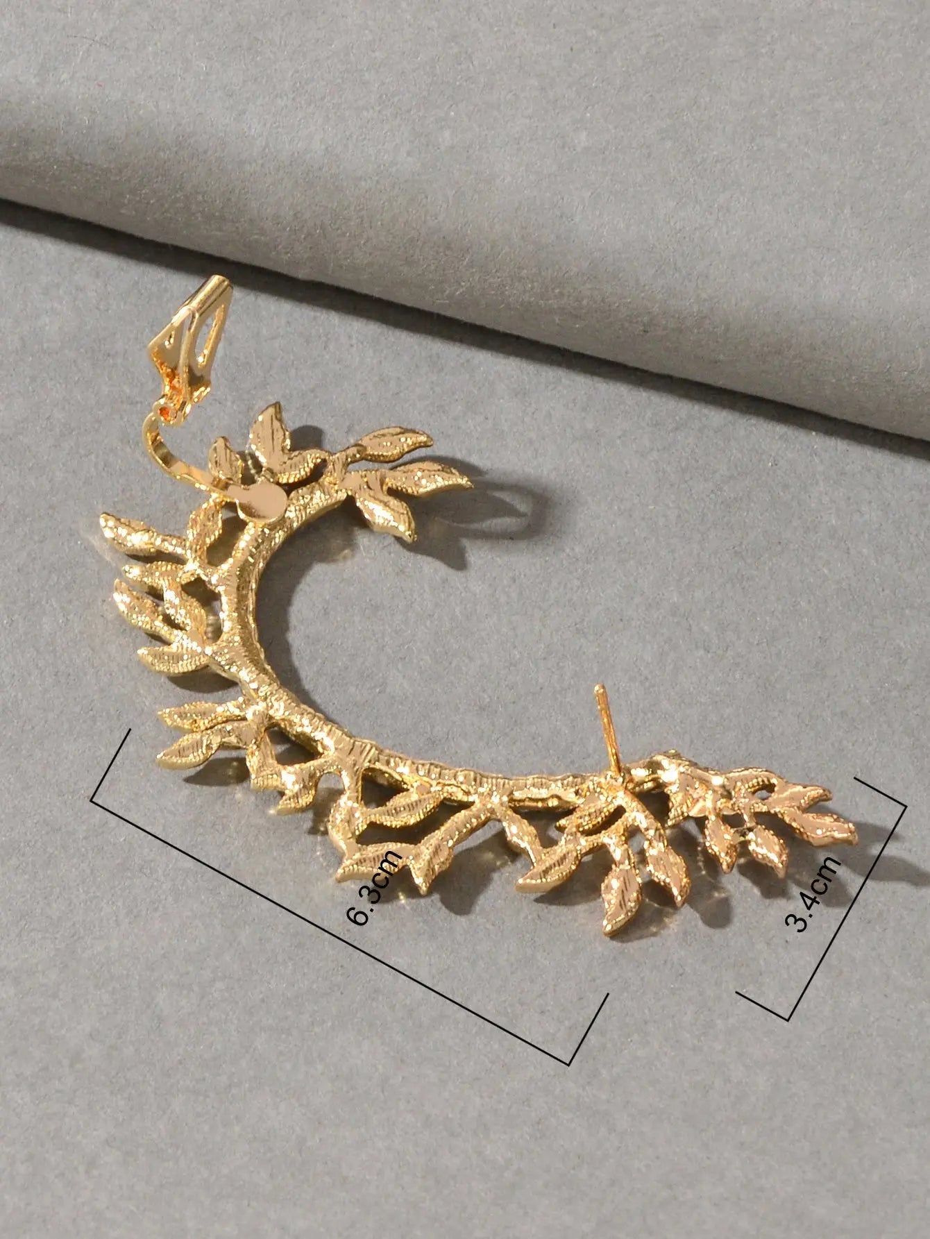 1 pc Rhinestone Decor Leaf Design Wrap Around Clip Earrings Cartilage Ear Cuff Feelontop Jewellery