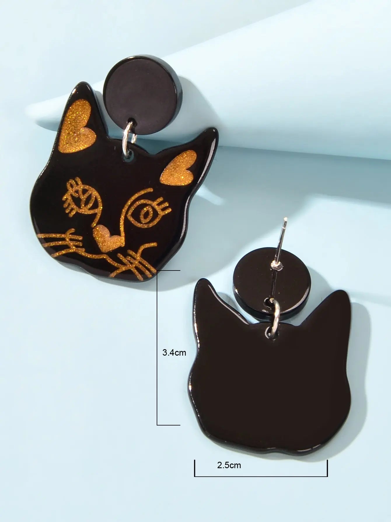 Party Jewellery Gift Black Beige Acrylic Dangle Cute Animal Cartoon Cat Earrings Feelontop Jewellery