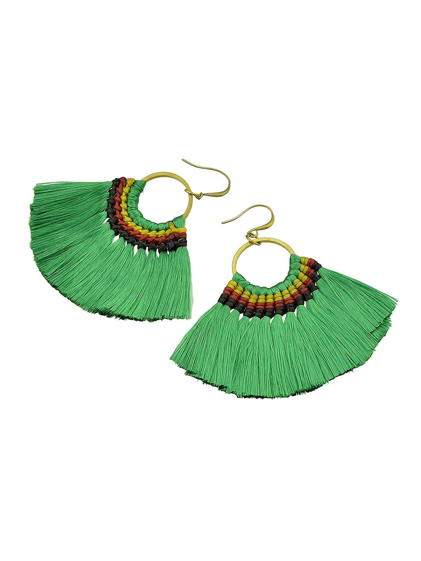Ethnic Traditional Jewellery Colorful Tassel Fan Shape Dangle Bohemian Earrings Feelontop Jewellery