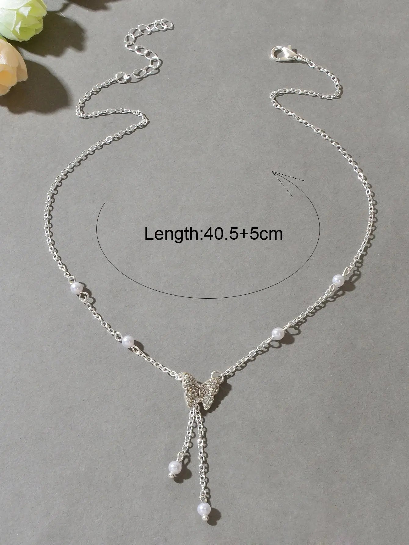 Sparkling Butterfly Pendant Y-Drop Necklace Tassel Clavicle Collar Women Jewelry Feelontop Jewellery