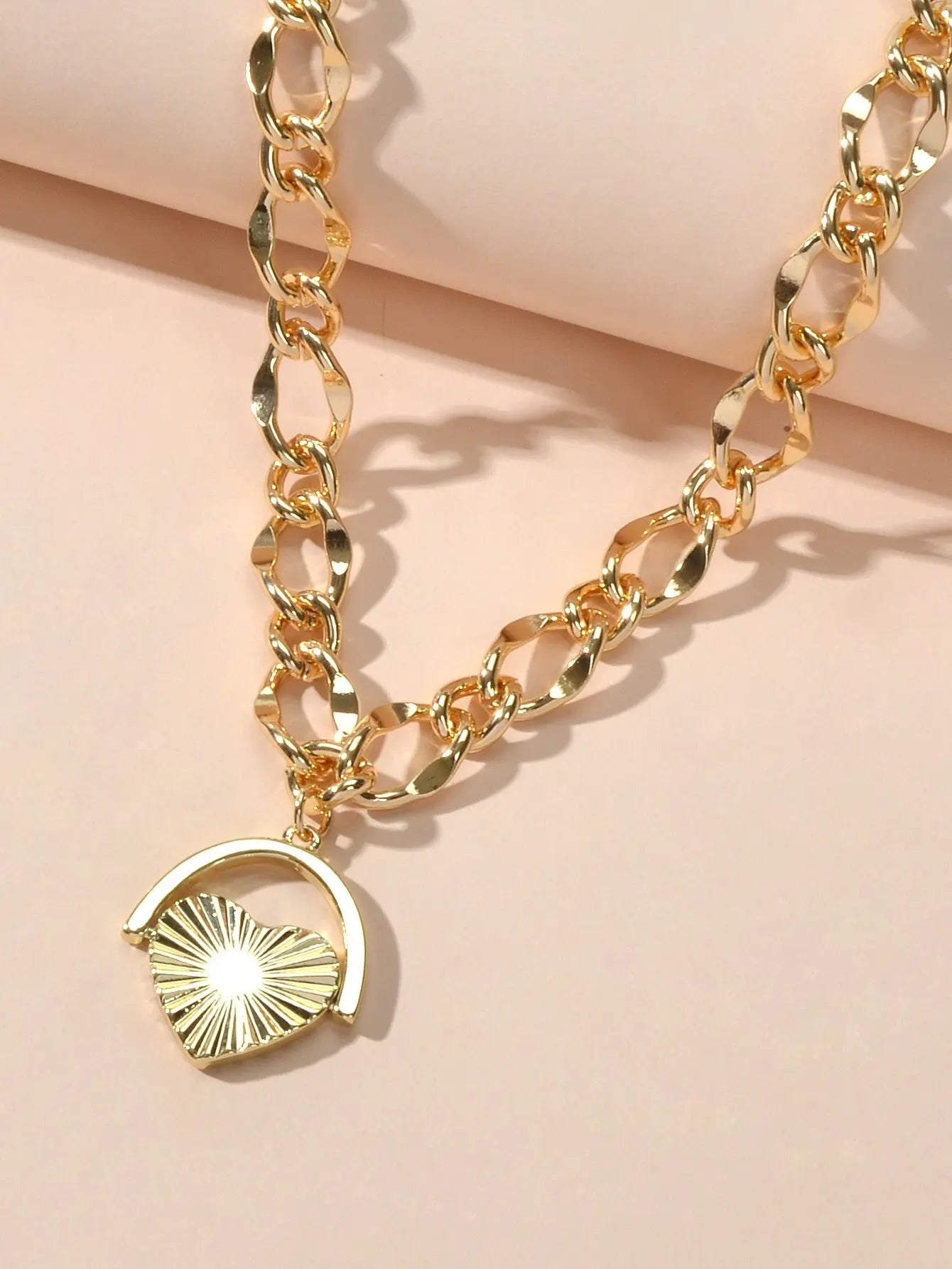 Female Accessories Thick Gold Chain Heart Statement Necklace Designer Jewellery Feelontop Jewellery