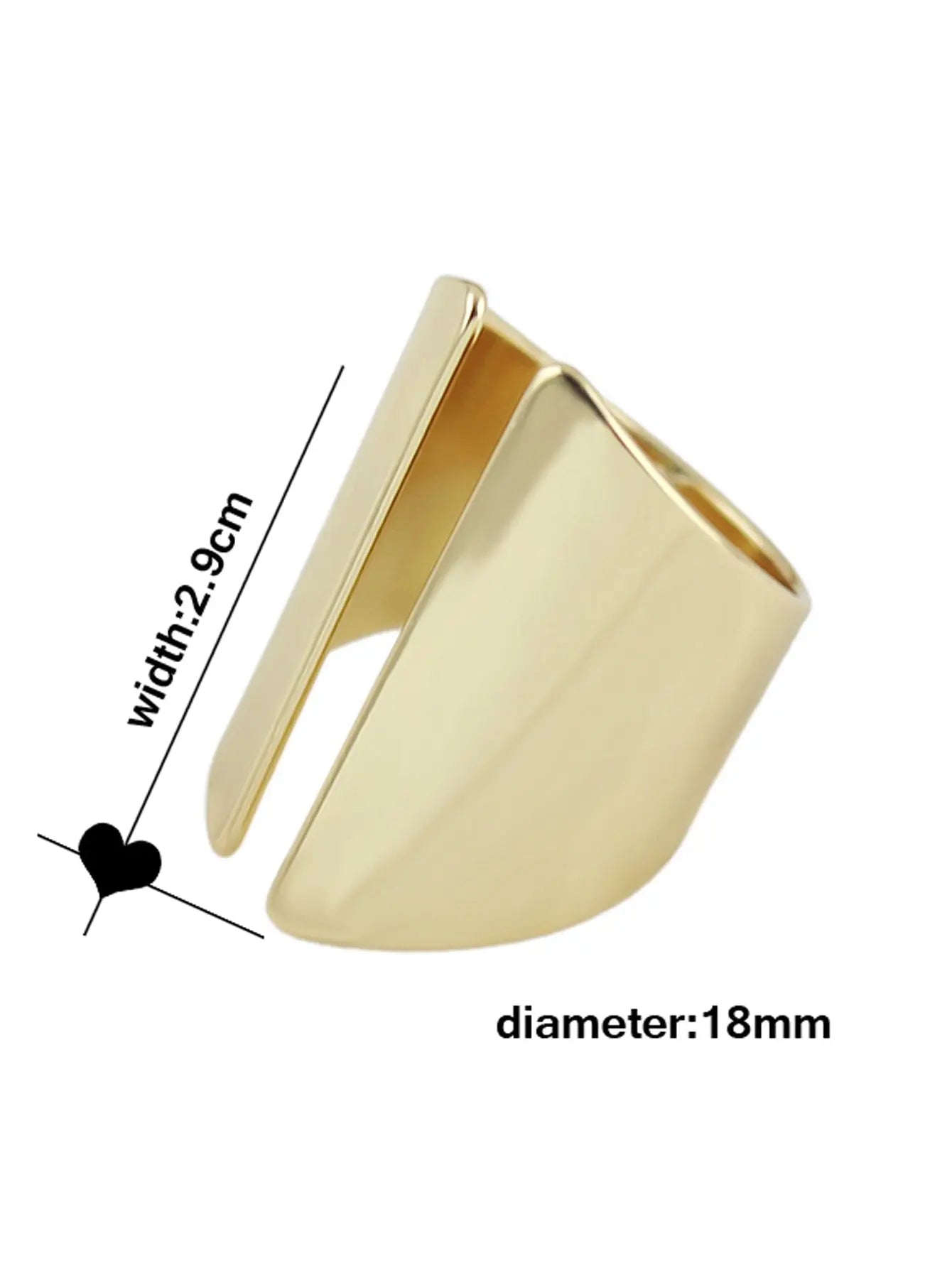 Solid Gold Colour Wide Metallic Cuff Ring Beautiful Women Anniversary Band Gift Feelontop Jewellery