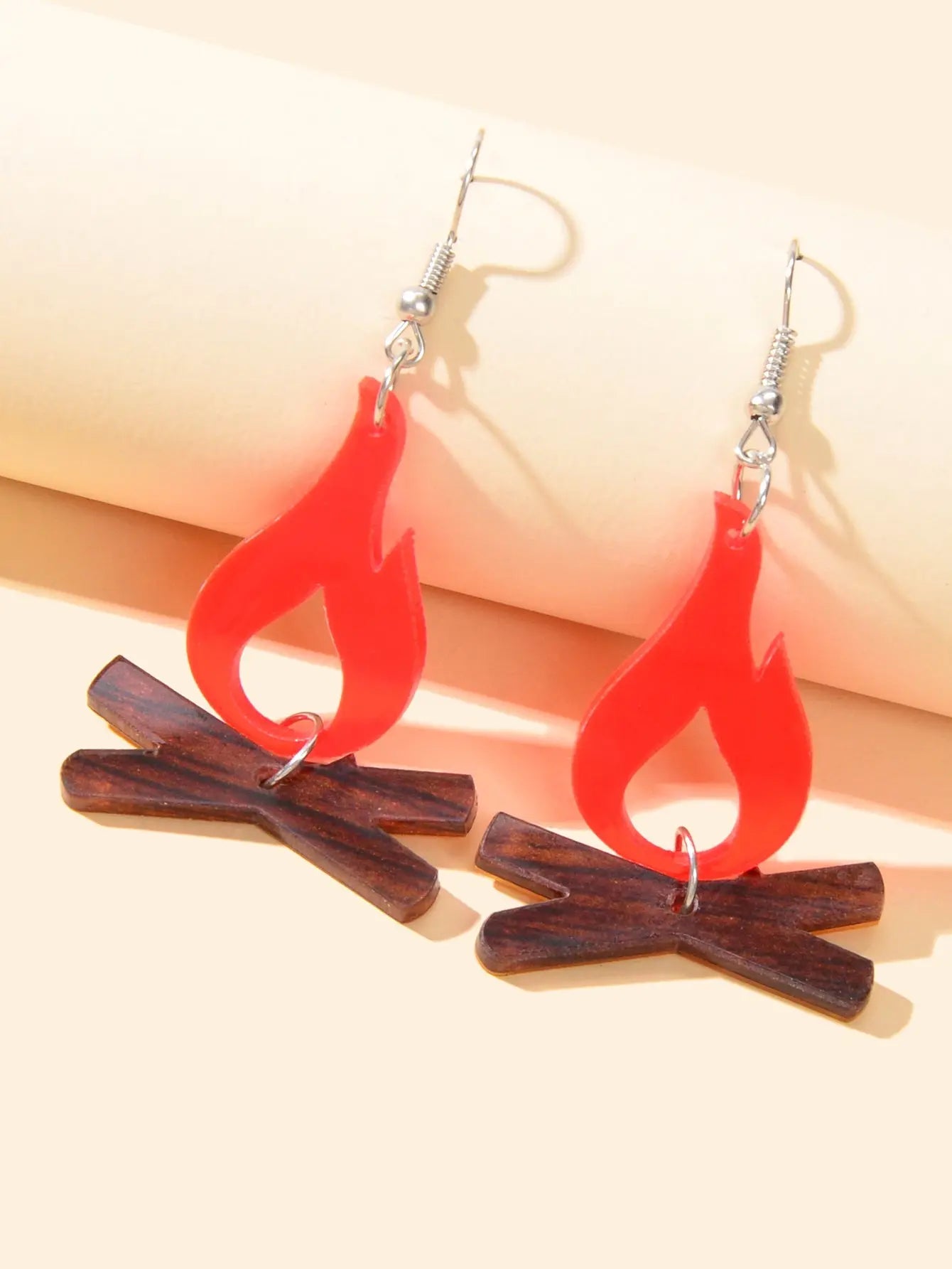 Red Flame Earrings Acrylic Creative Chic Firewood Fire Night Club Spark Jewelry Feelontop Jewellery