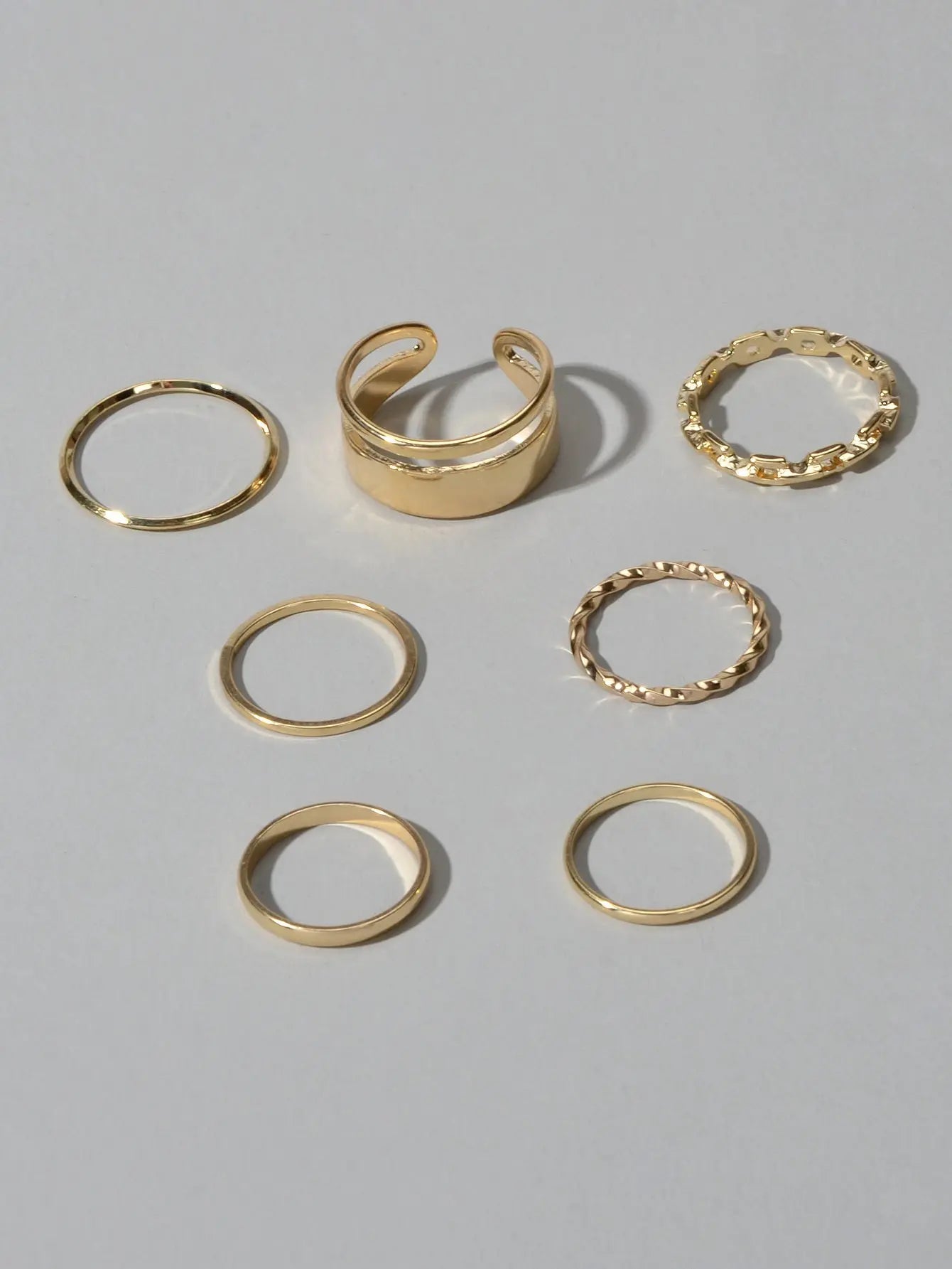 7 pcs Minimalist Gold Silver Stackable Multiple Knuckle Finger Trendy Rings Set Feelontop Jewellery
