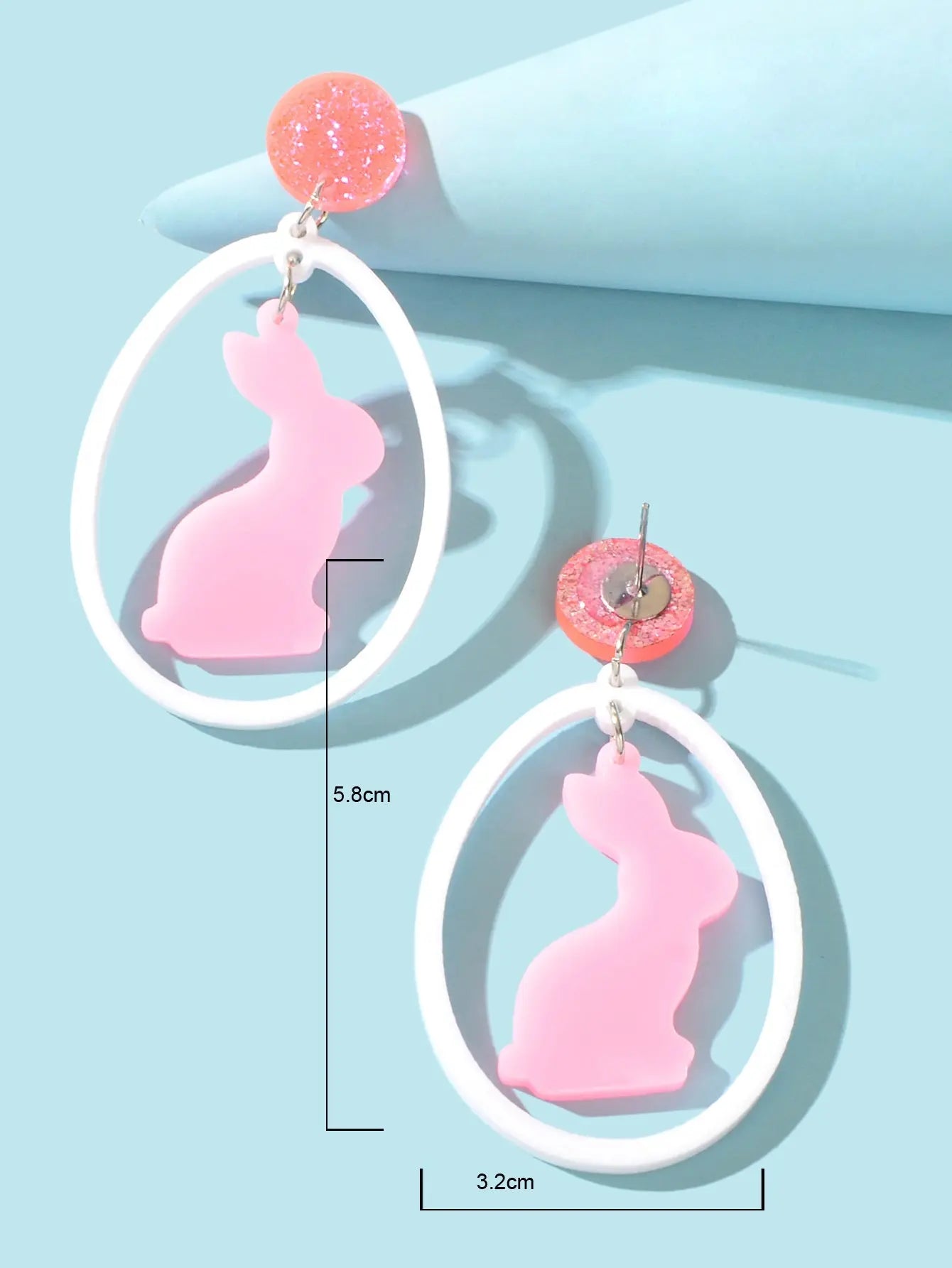 Cute Pink Rabbit Cartoon Animal Acrylic Dangle Aesthetic Lovely Bunny Earrings Feelontop Jewellery