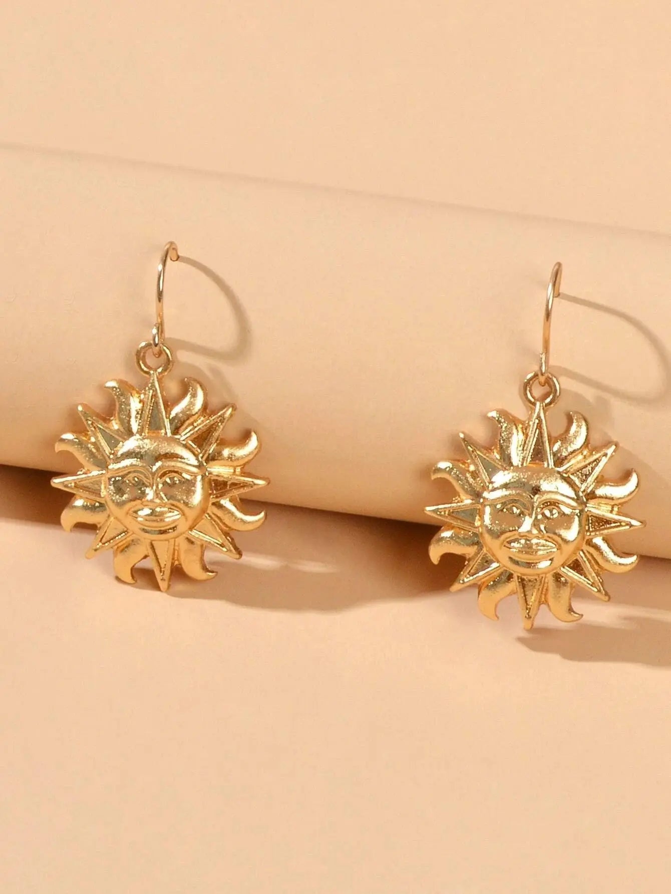 Gold Sun Drop Earrings Wholesale Price Women Teens Accessories Textured Jewelry Feelontop Jewellery