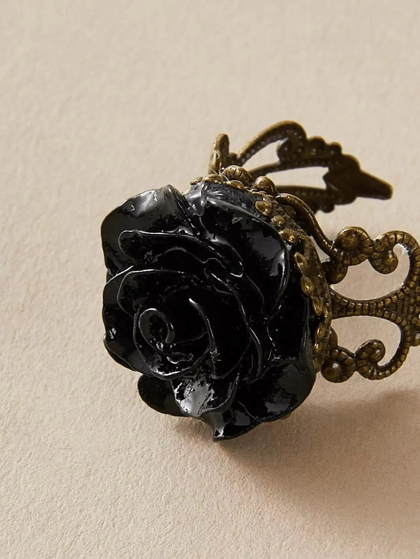 Retro Gothic Jewellery Resin Flower Open Cuff Finger Ring Antique Accessories Feelontop Jewellery