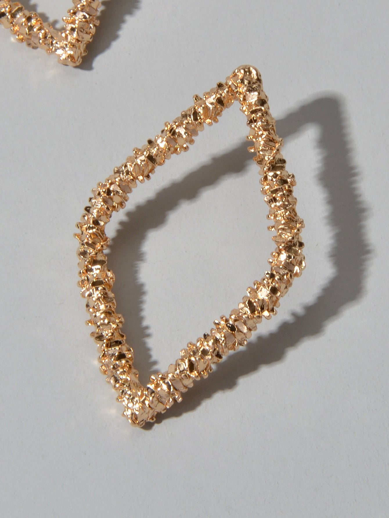 Trendy Gold Plated Rhombus Geometric Pierced Stud Earrings for Women Girls Gift Feelontop Jewellery