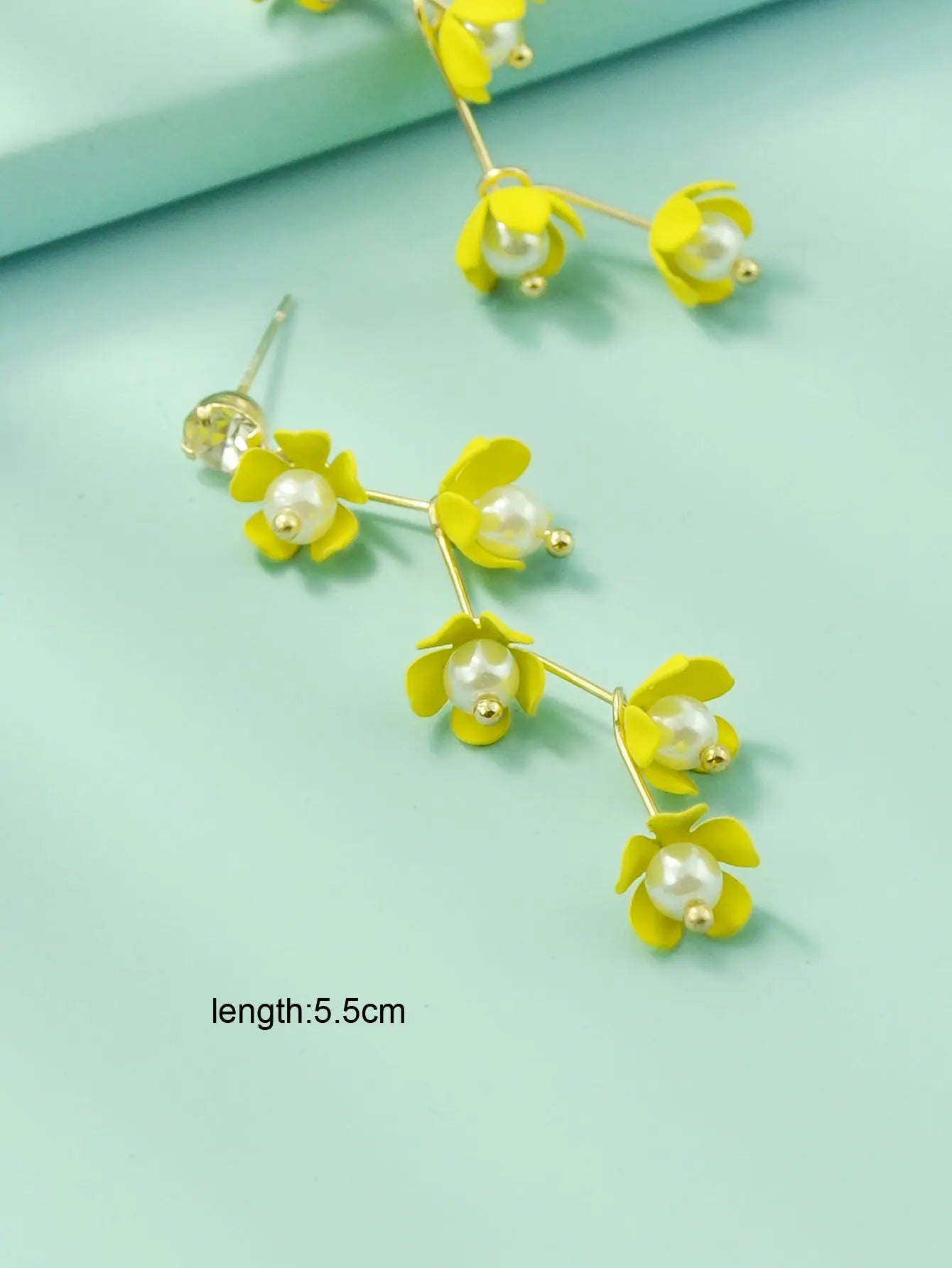 Exquisite Pearl Yellow Flower Dangle Pendant Earrings for Women Trendy Jewellery Feelontop Jewellery